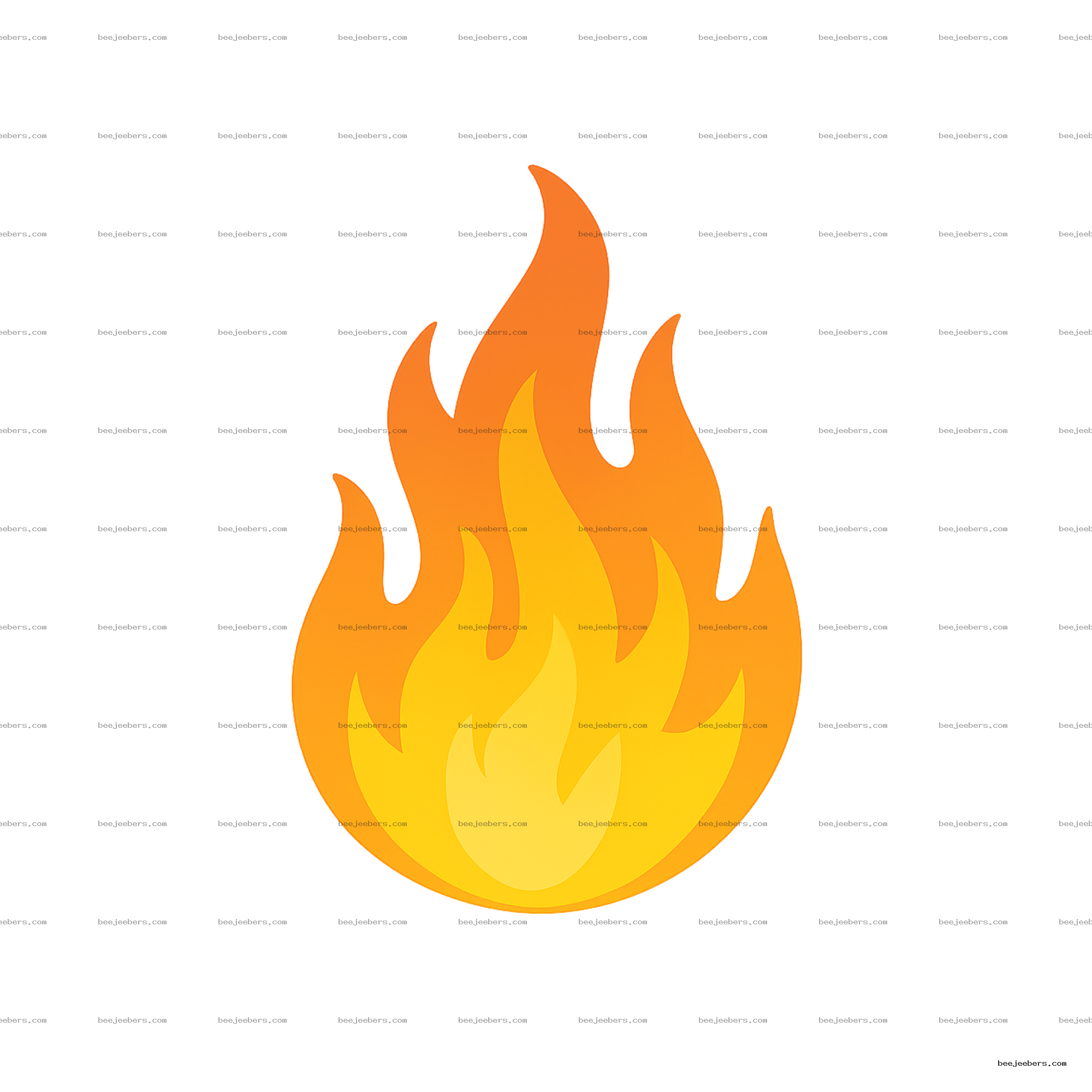 Bright orange and yellow stylized flame fire clipart with transparent background