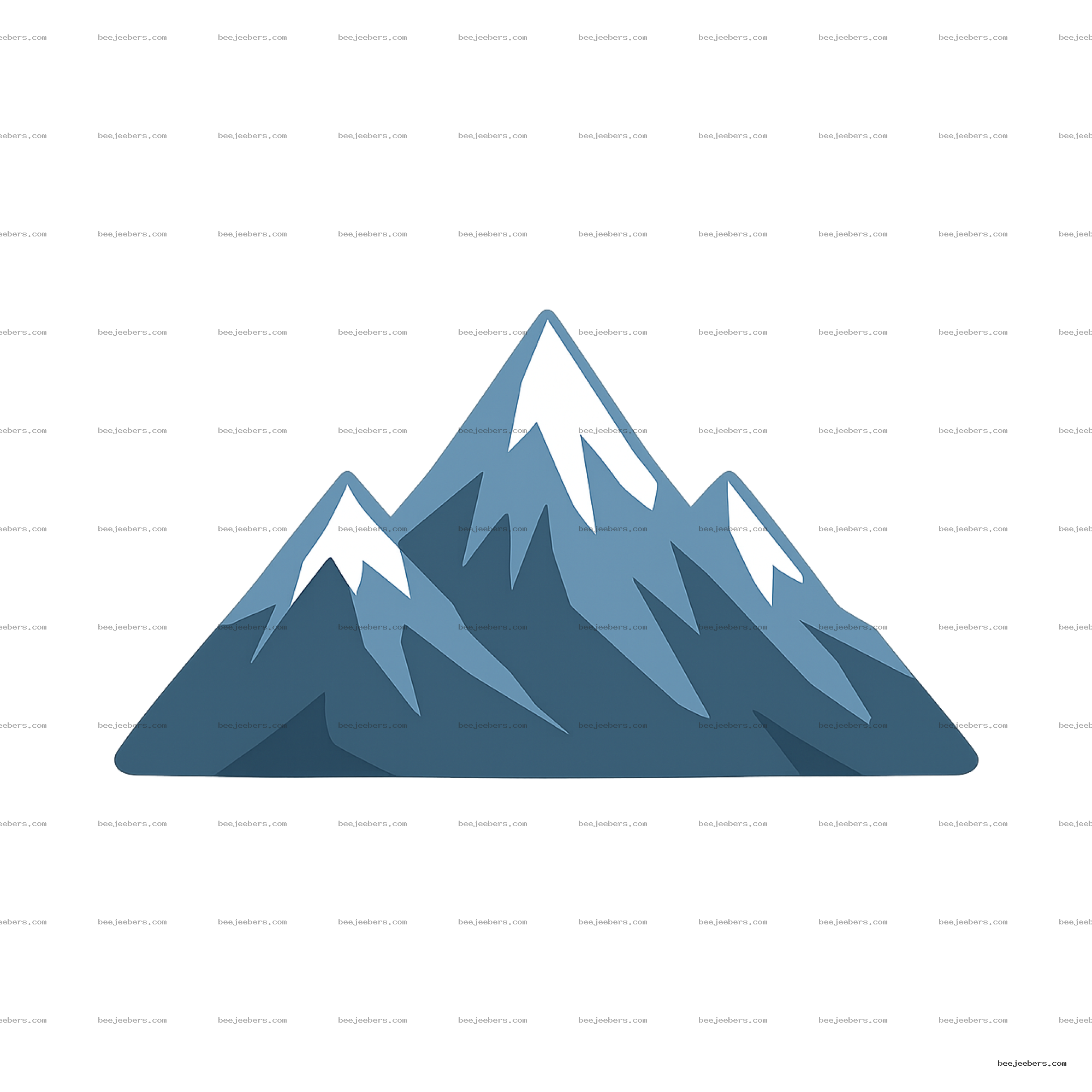 Vector illustration of three snow-capped mountains with a transparent background