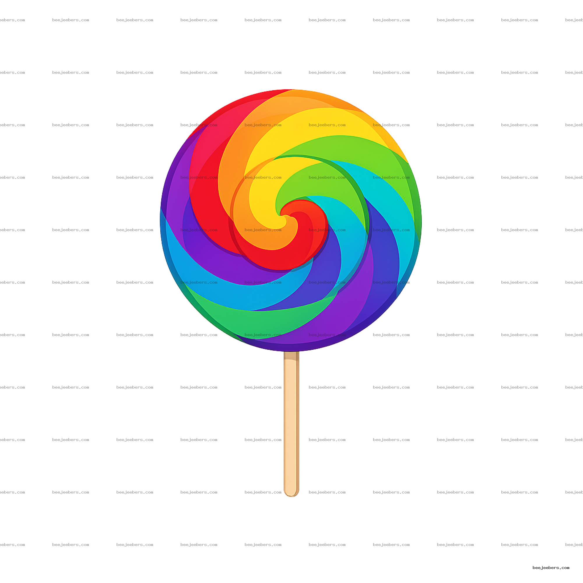 Colorful spiral rainbow lollipop clipart with transparent background