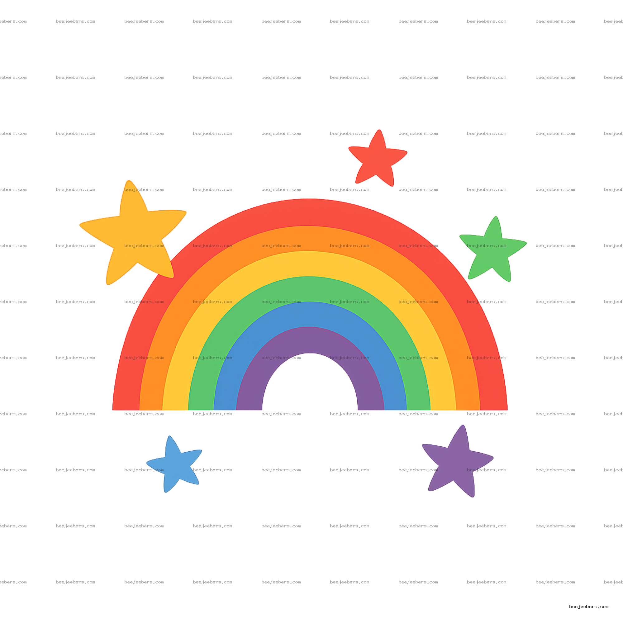 Clean vector rainbow with colorful stars on transparent background for digital crafting and design use
