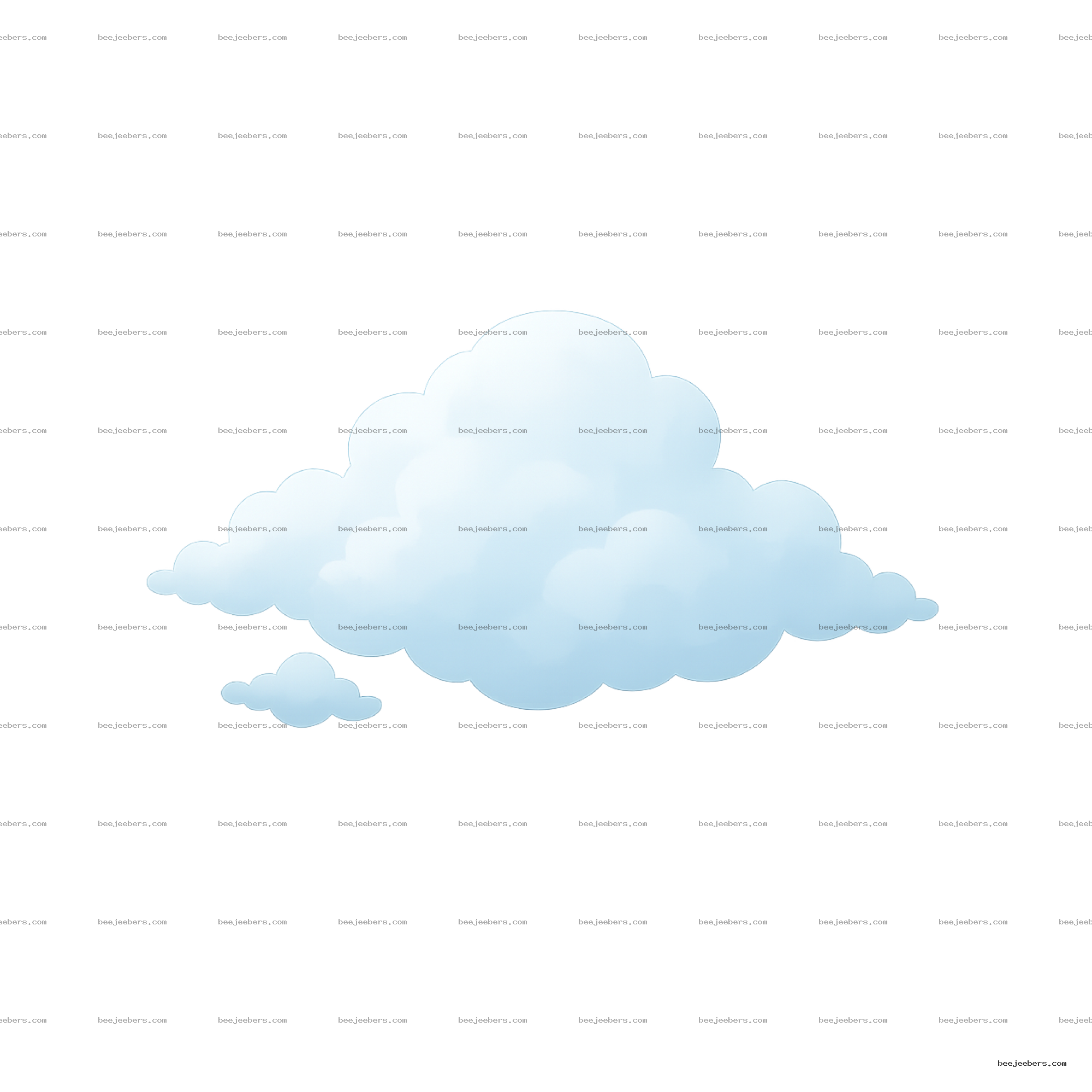 Soft fluffy light blue clouds in clean vector style with transparent background