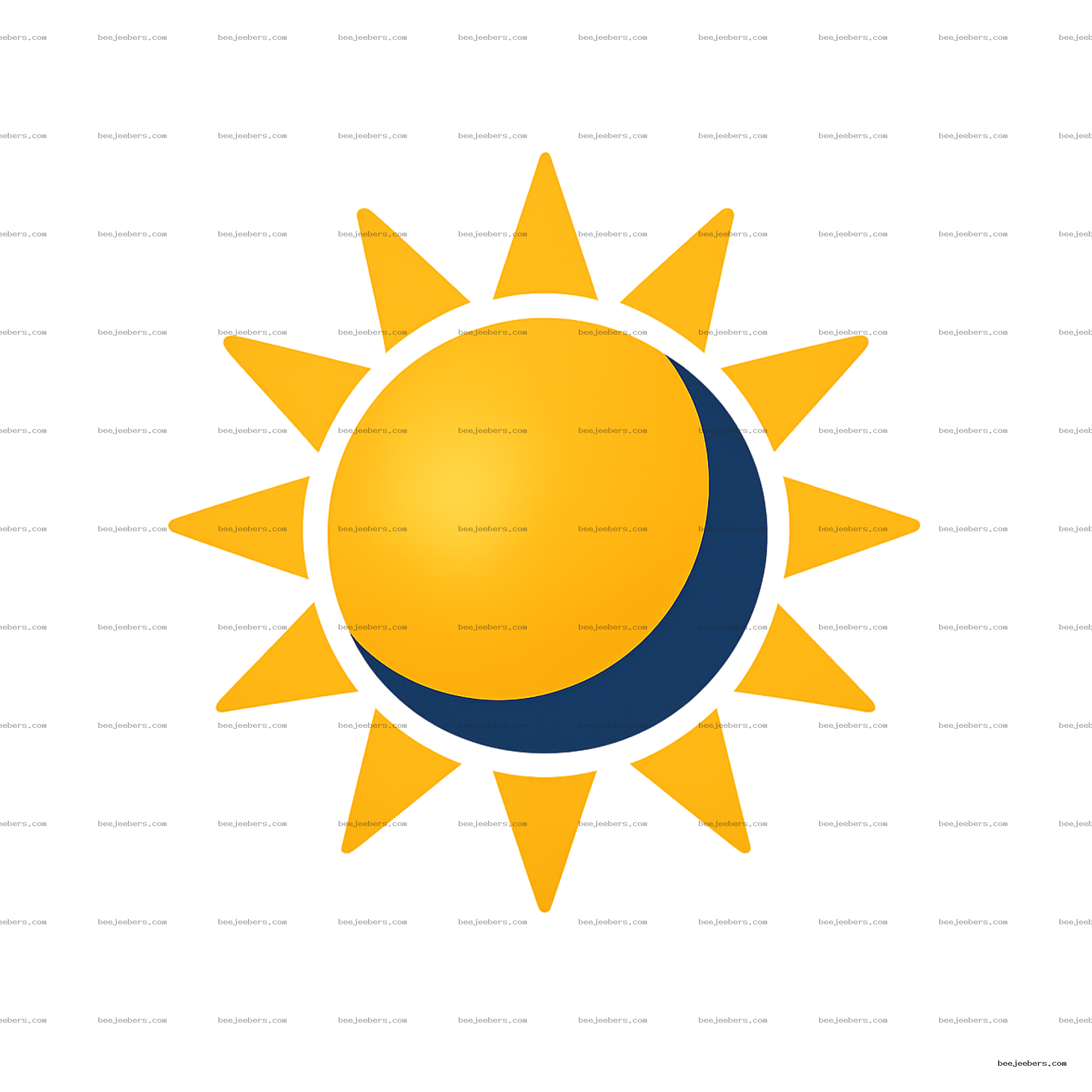 Bright yellow sun with moon crescent clipart in clean vector style