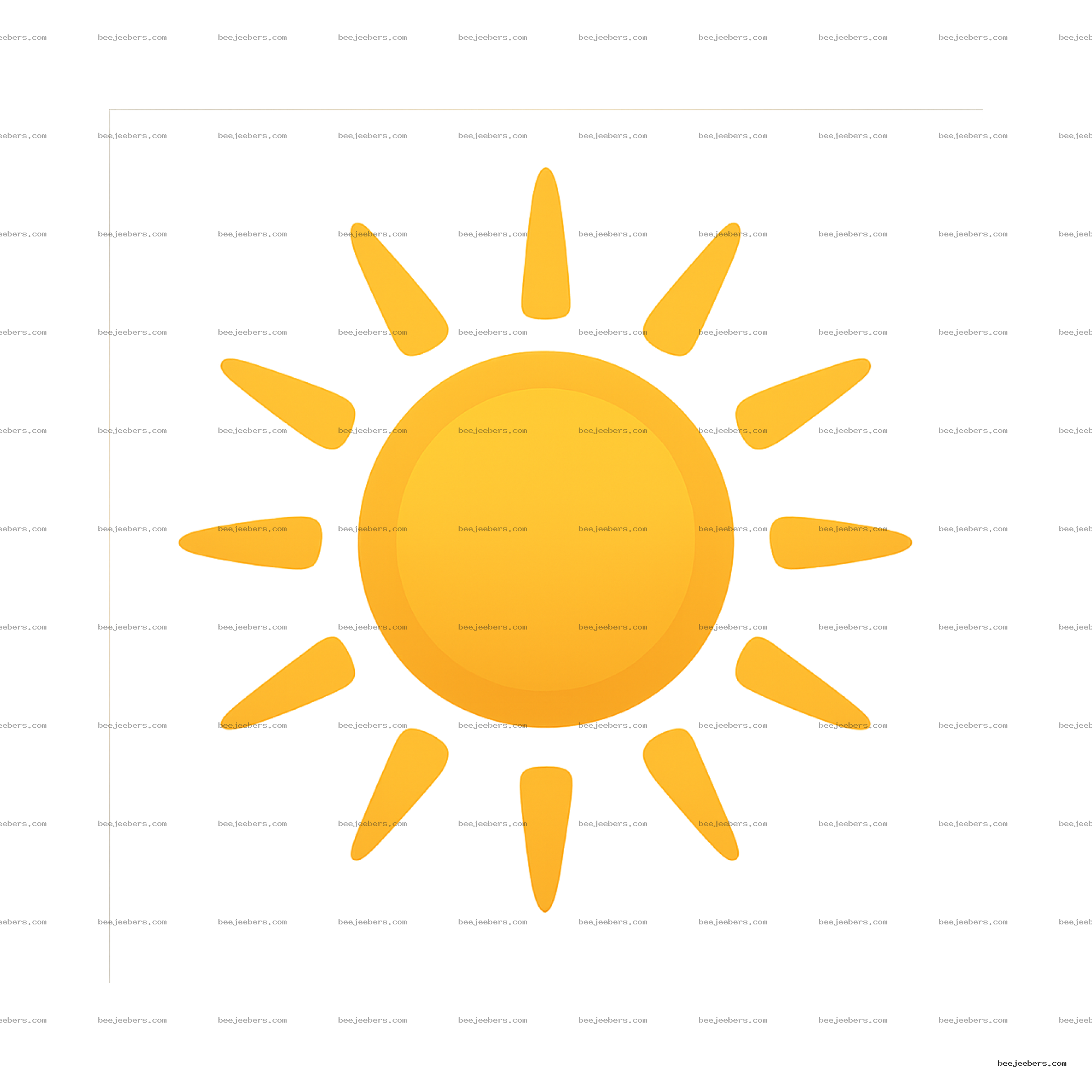 Bright yellow sun clipart with twelve rays on a transparent background