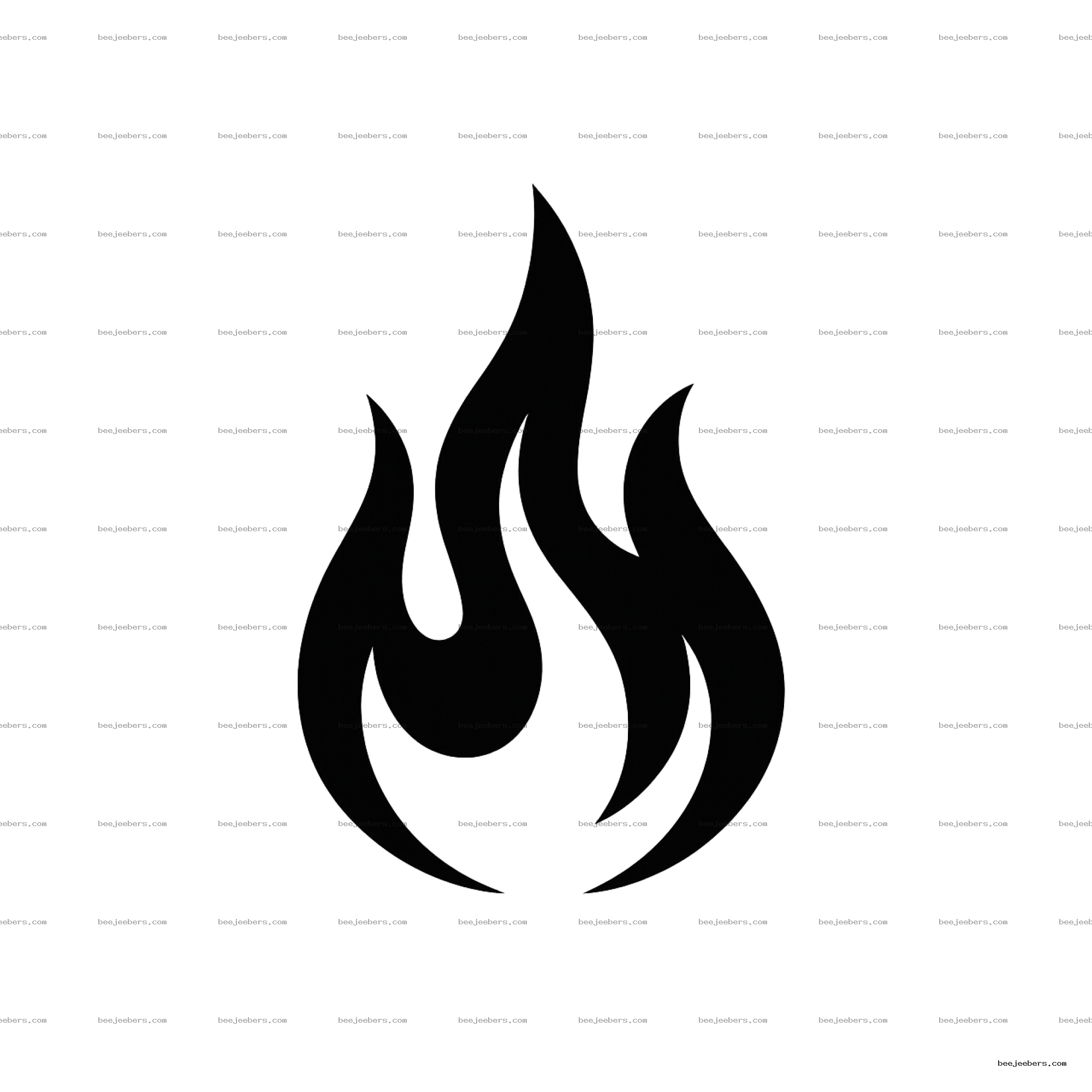 Simple black flame fire icon on transparent background in clean vector style