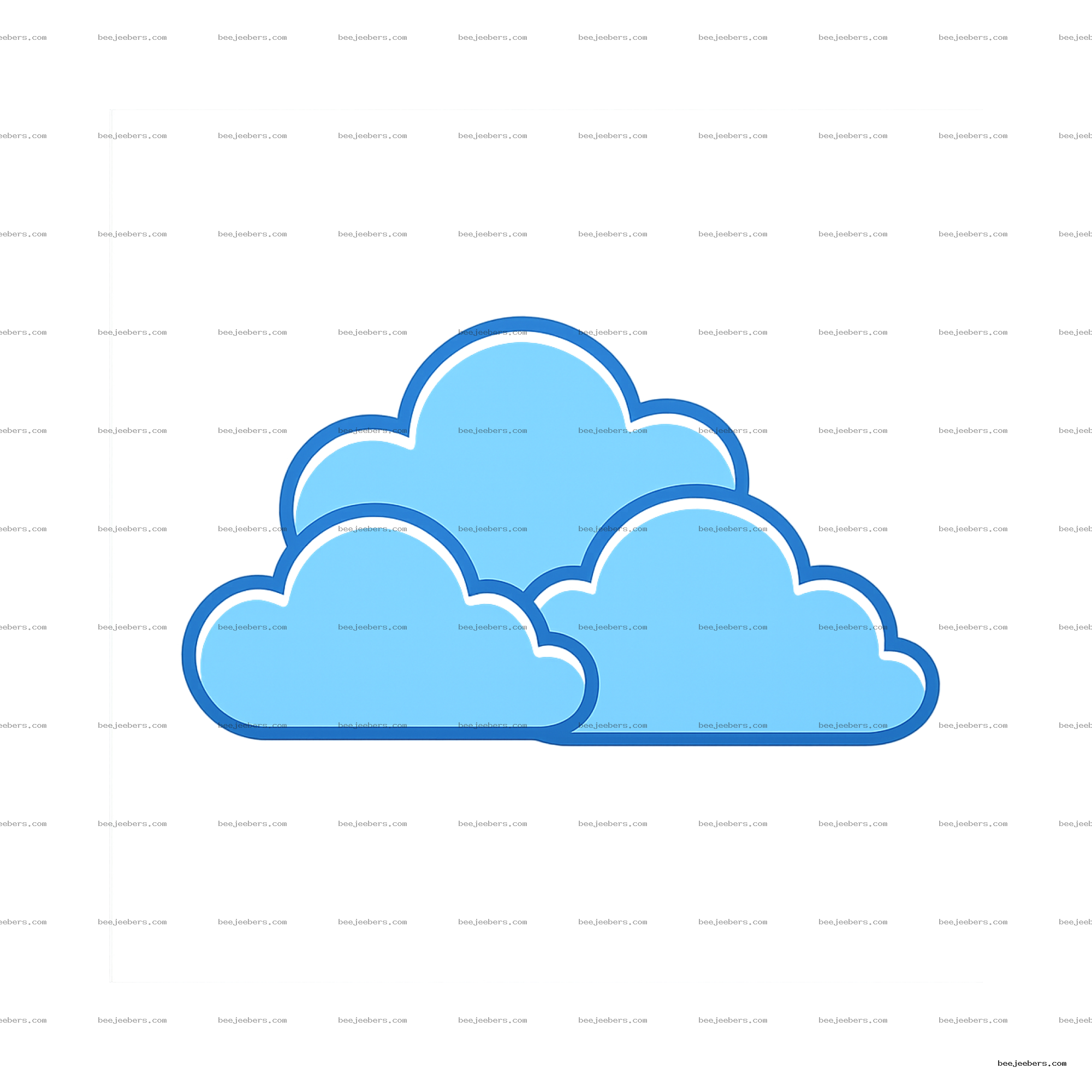 Clean vector blue cloud cluster clipart with transparent background