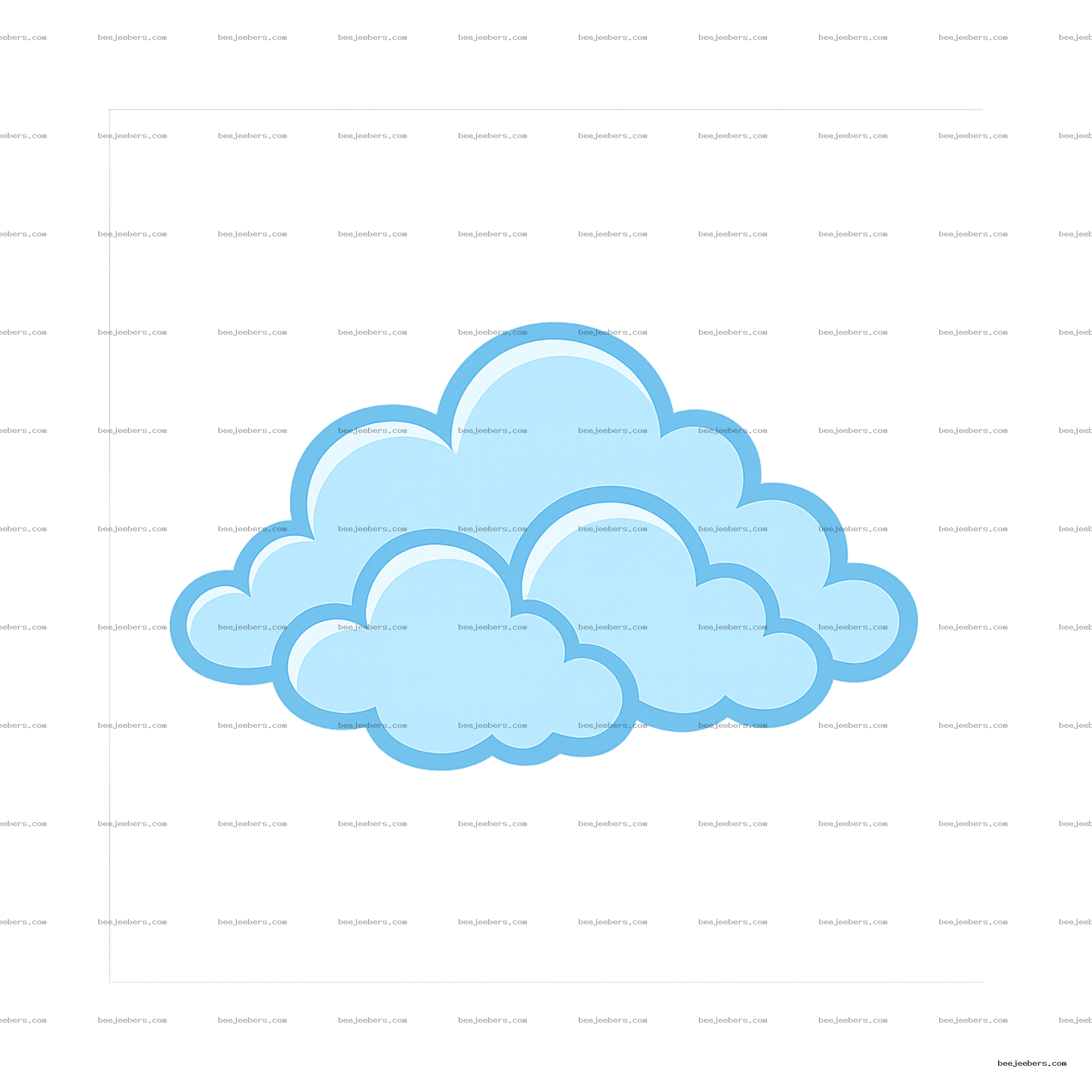 Clean blue layered cloud vector with smooth curves and transparent background