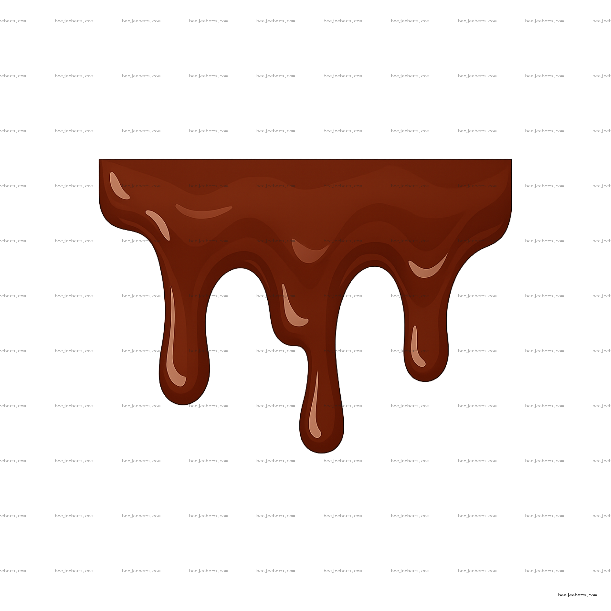 Vector illustration of shiny melted chocolate with drips on transparent background