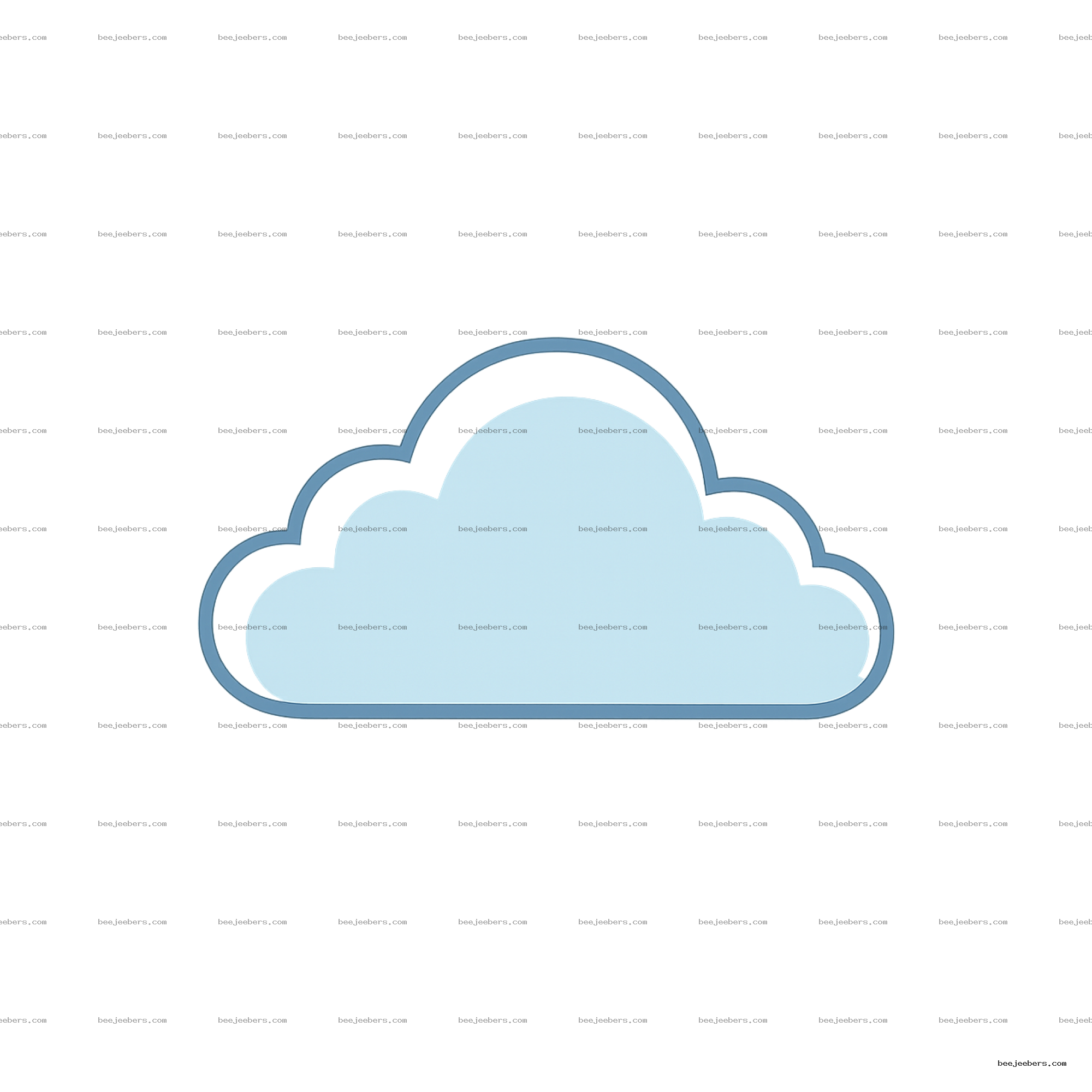 Light blue cloud shape with dark blue outline on transparent background in clean vector style