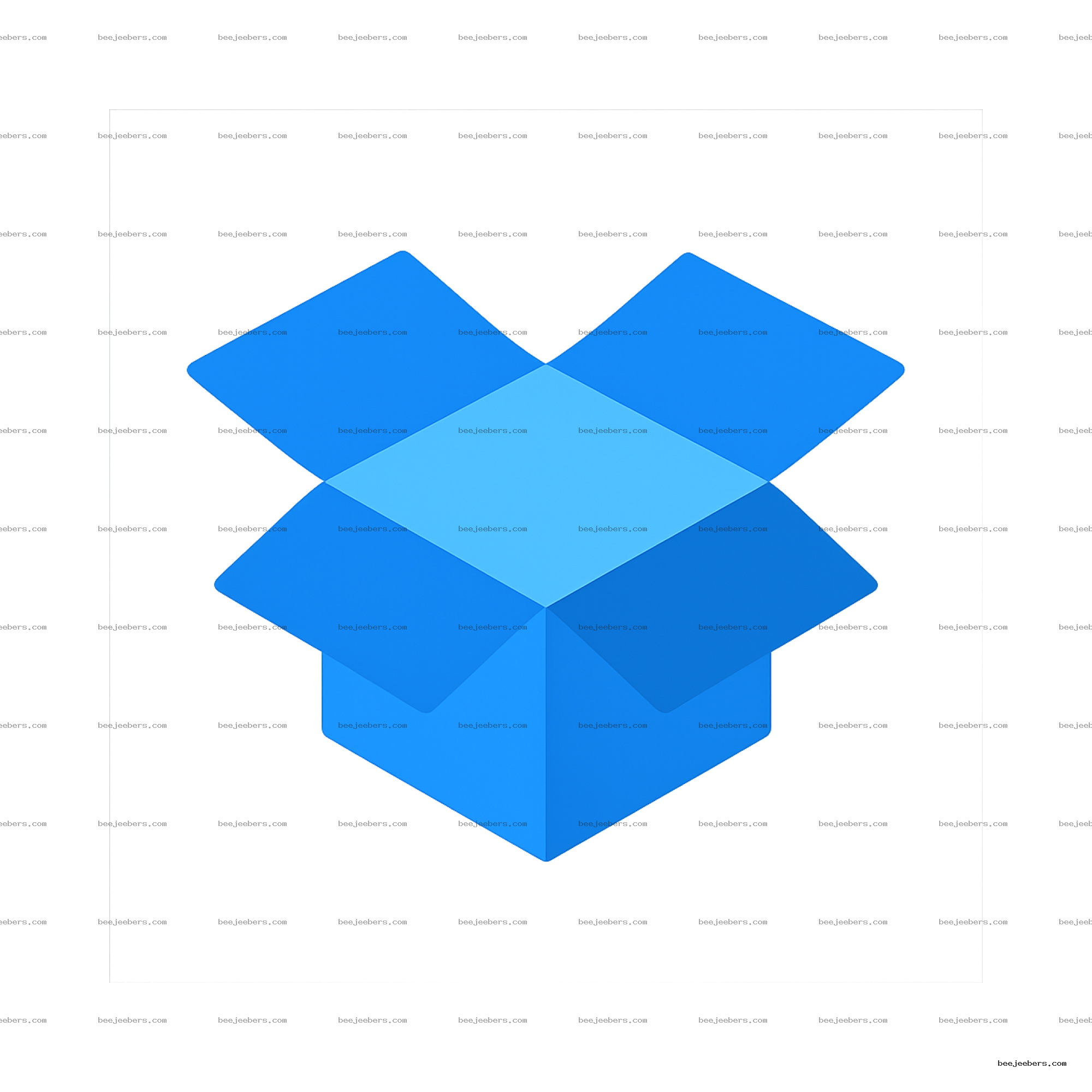 Clean vector blue open box made of overlapping diamond shapes on transparent background