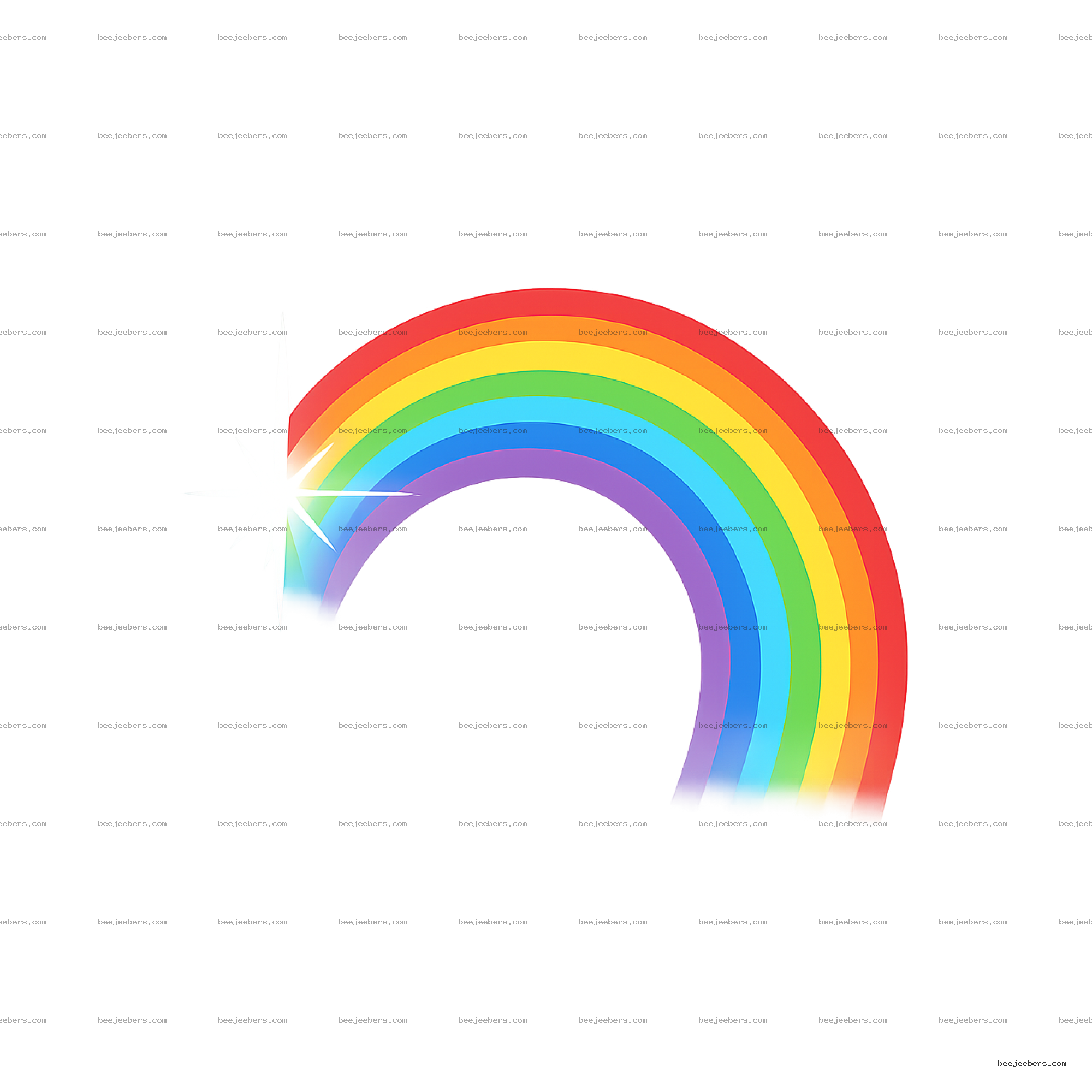 Colorful clean vector rainbow PNG with bright white flare sparkle on transparent background