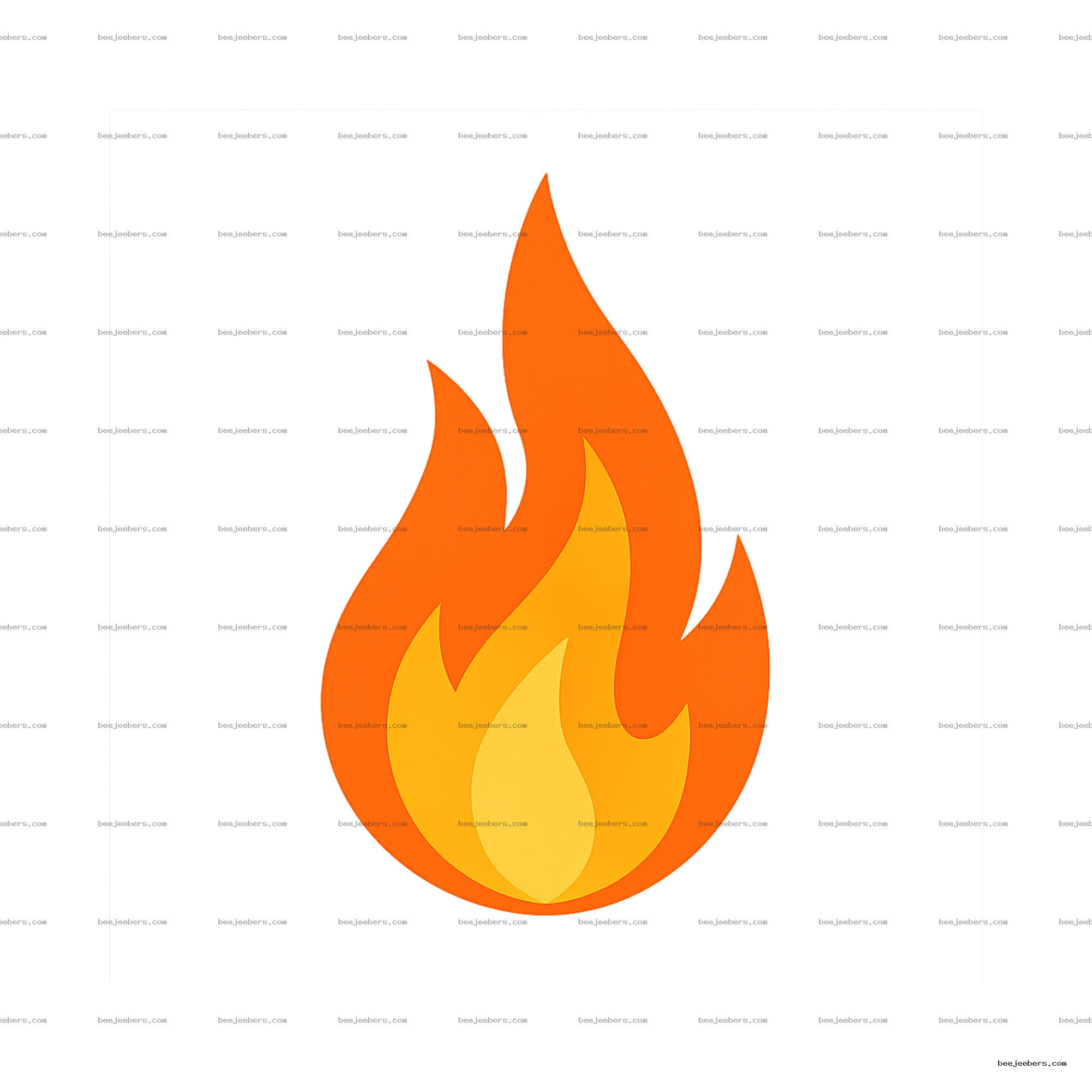 Clean vector illustration of a realistic flame in orange and yellow with transparent background