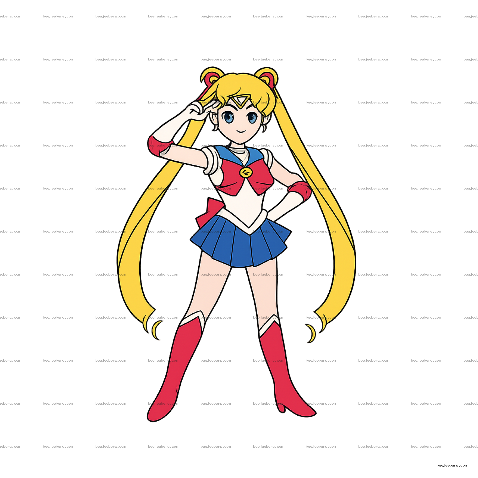 Anime-style female character in sailor outfit with long blonde hair, isolated on transparent background