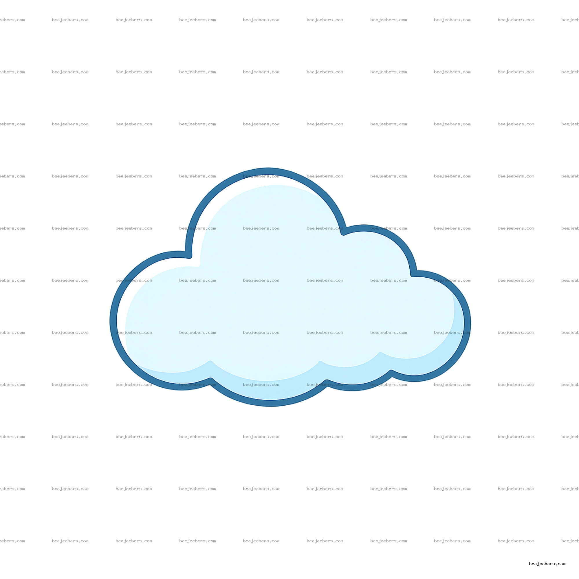 Light blue cloud with dark blue outline and white highlights, clean vector PNG with transparent background
