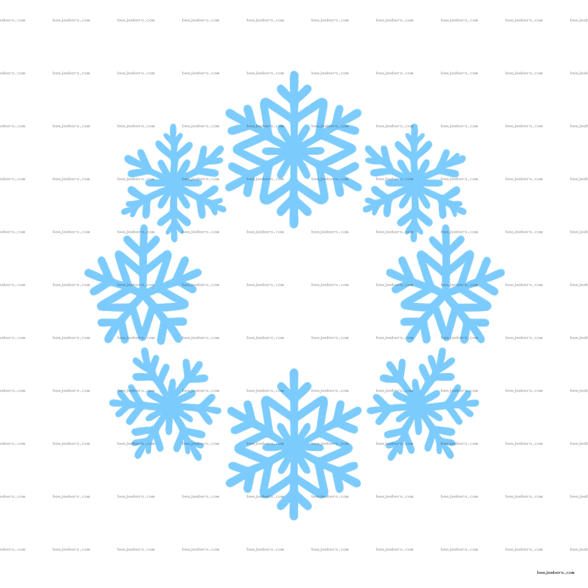 Light blue clean vector snowflake circular frame on transparent background