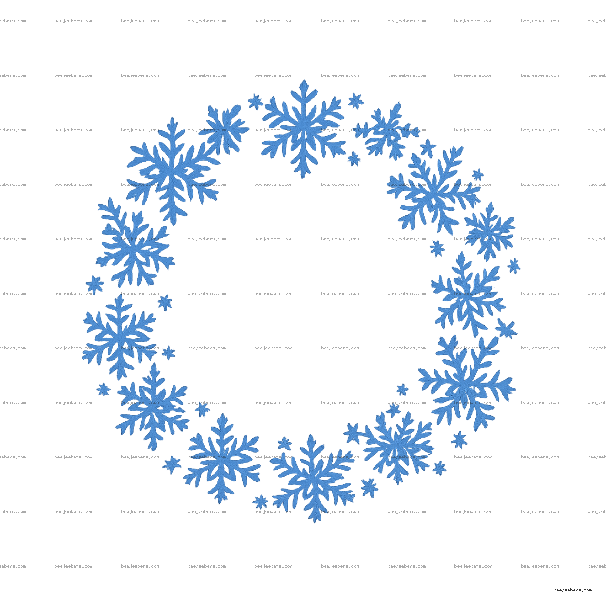 Blue snowflake circular frame in clean vector style on transparent background for winter and holiday design