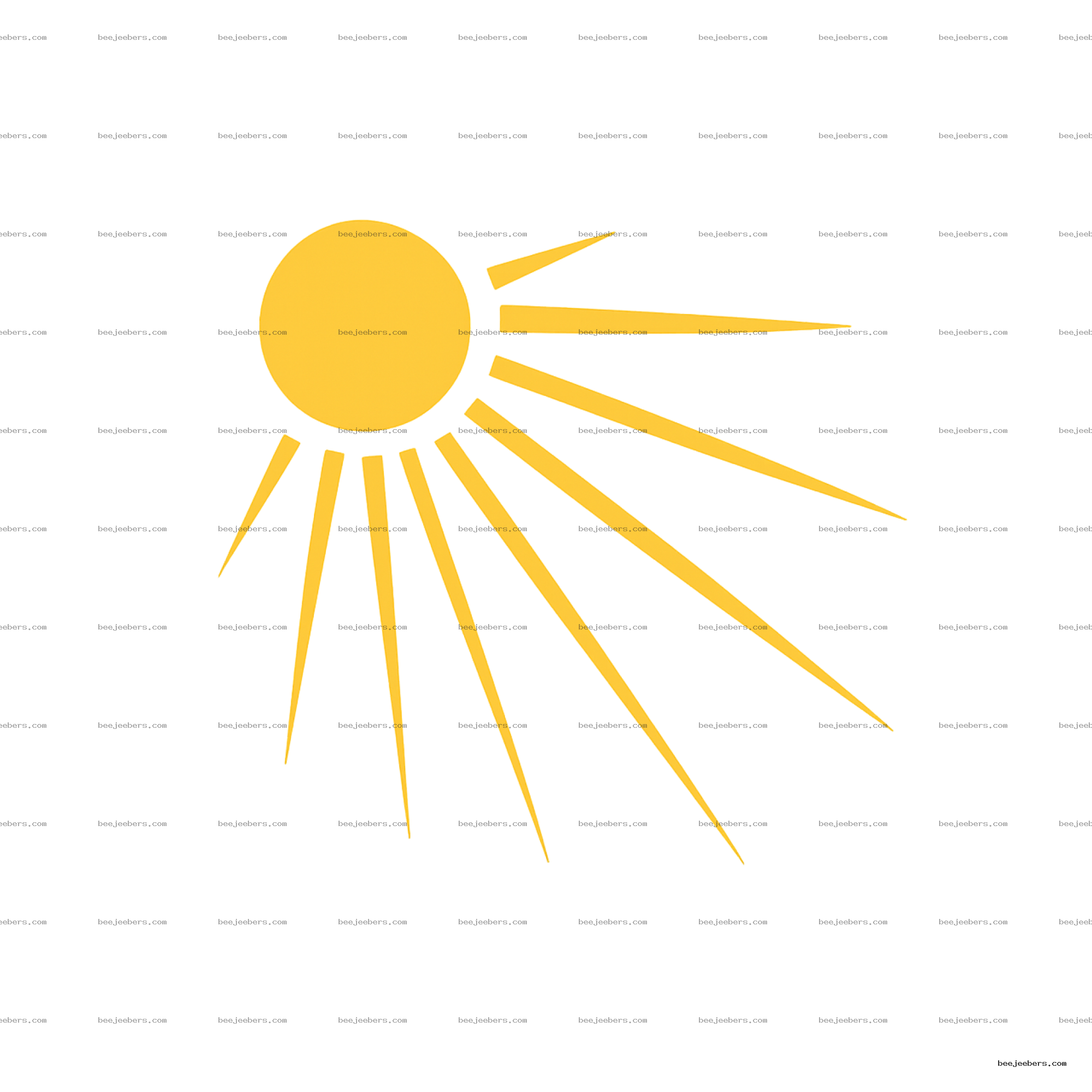 Minimalist yellow sun with radiating light rays on transparent background PNG