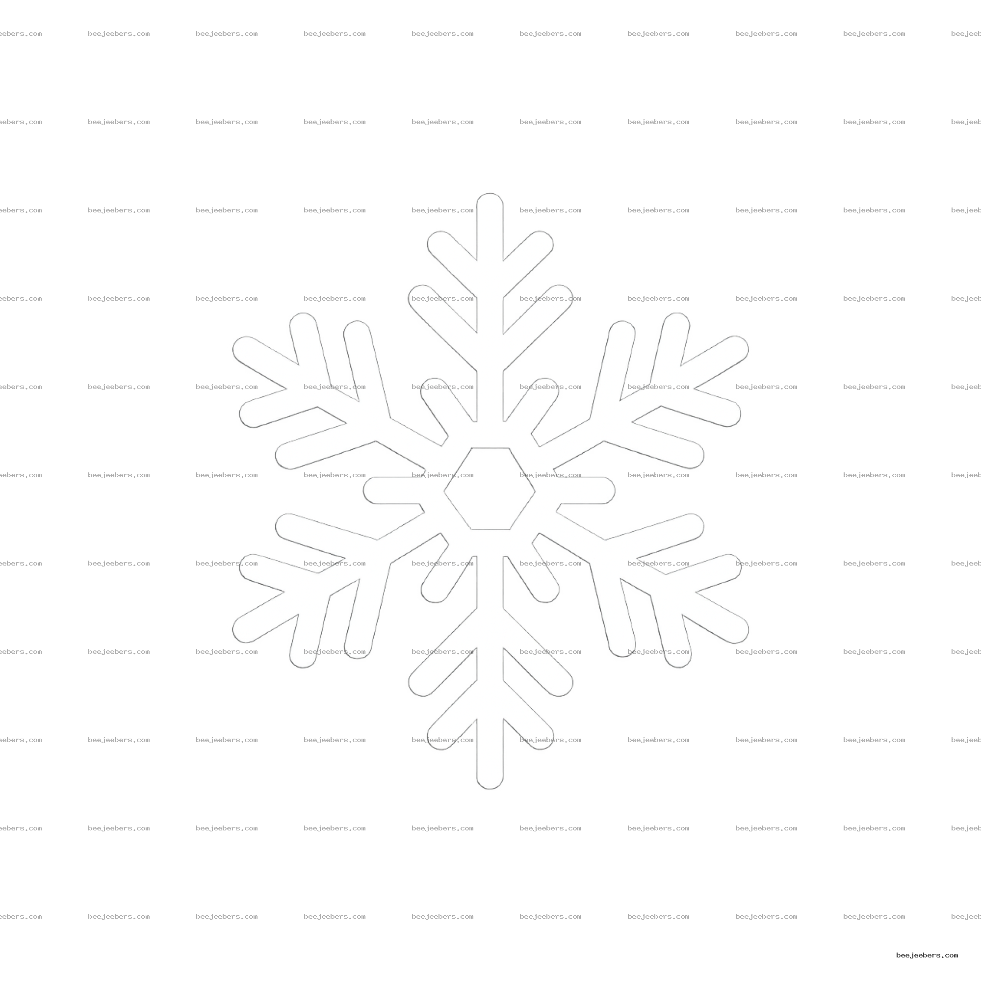 White snowflake vector with transparent background and symmetrical geometric branches