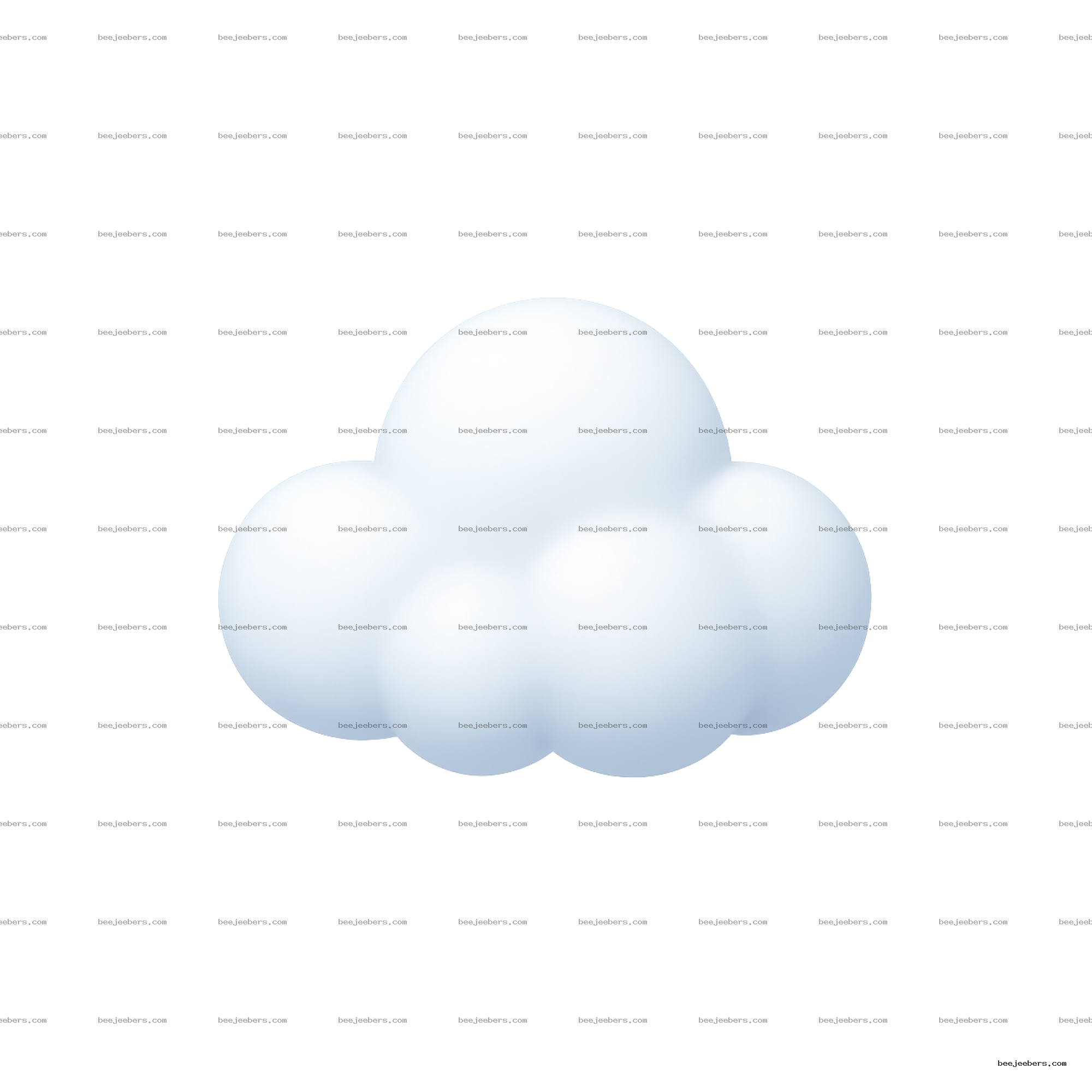 Clean 3D white cloud with smooth shading on transparent background