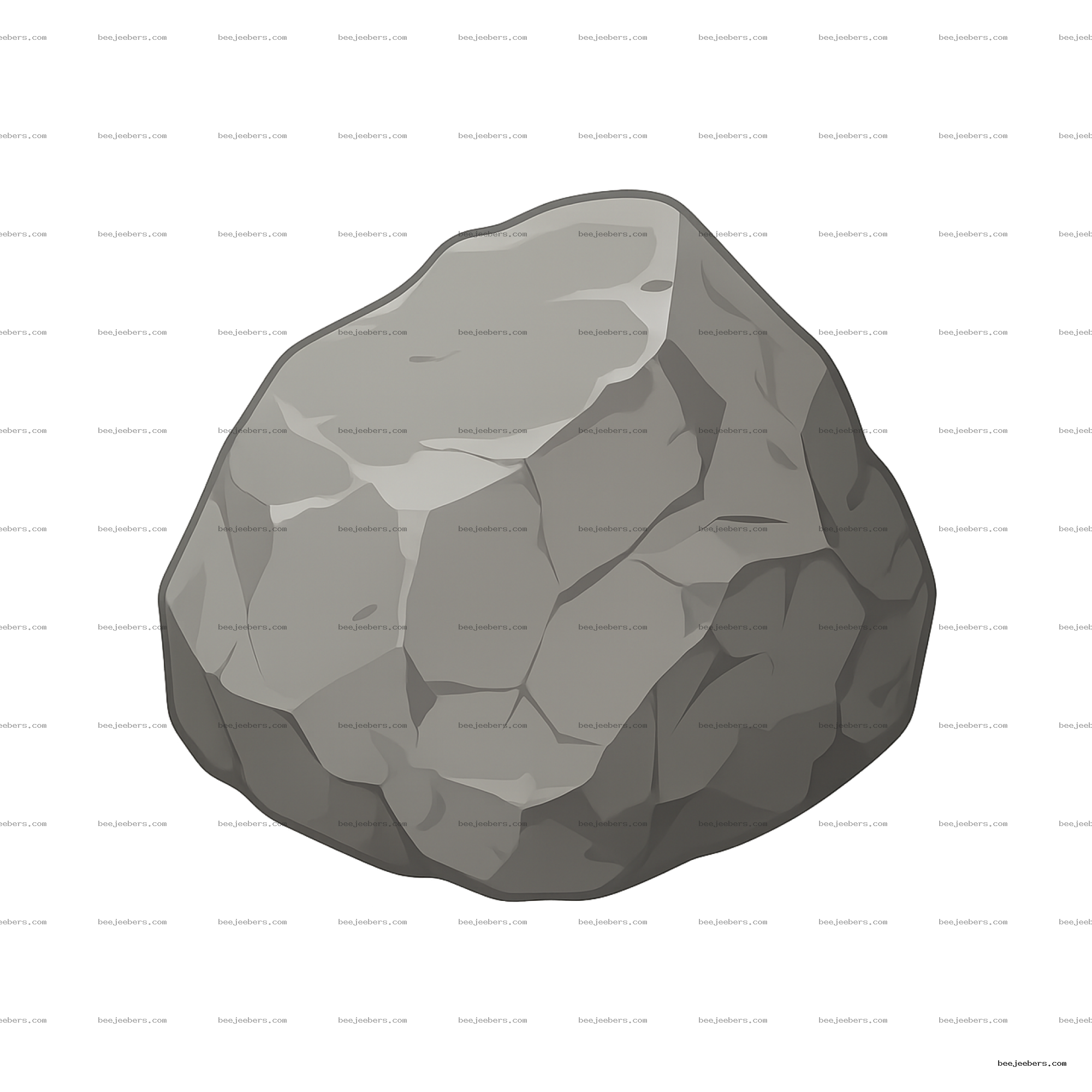 Clean vector illustration of a big gray rock with transparent background
