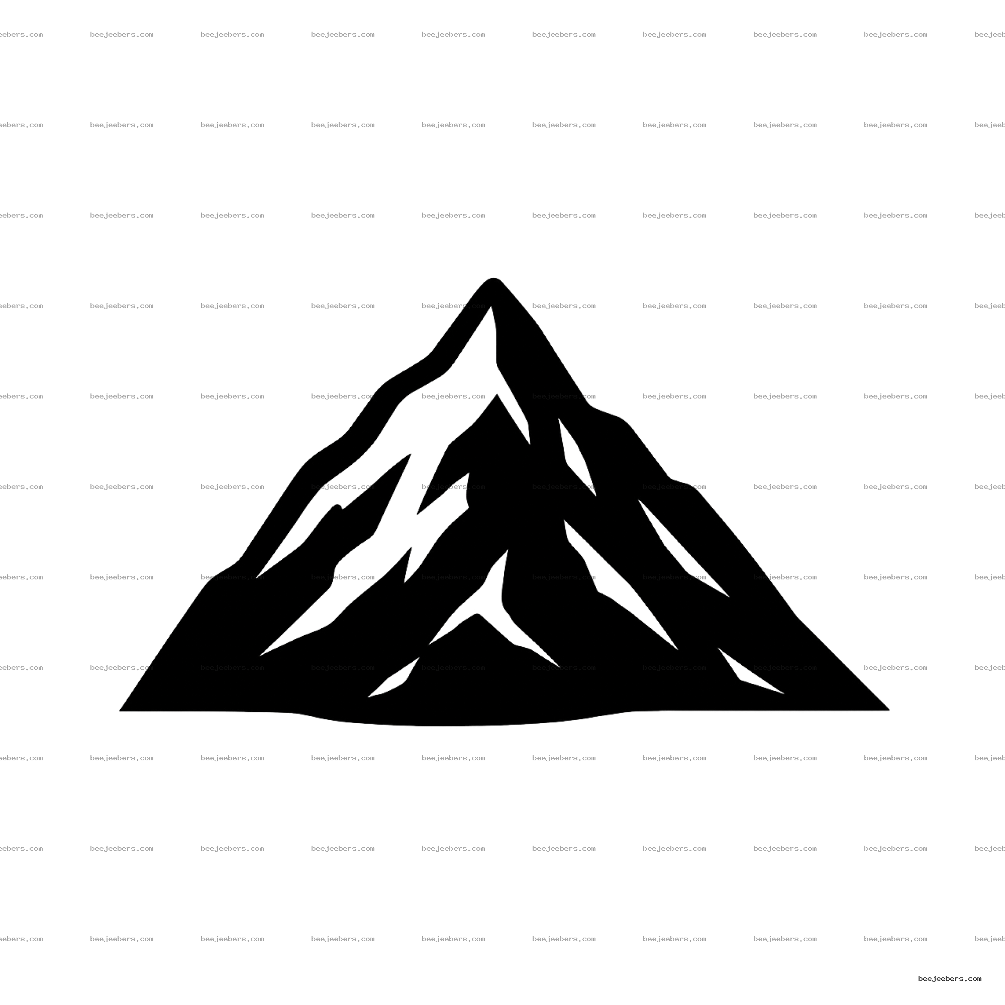 Clean black mountain silhouette vector PNG with transparent background