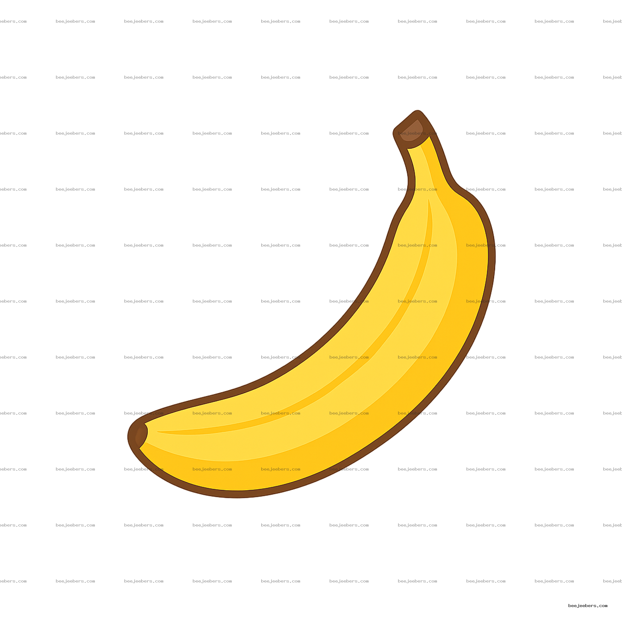 Clean vector banana clipart with yellow color and transparent background