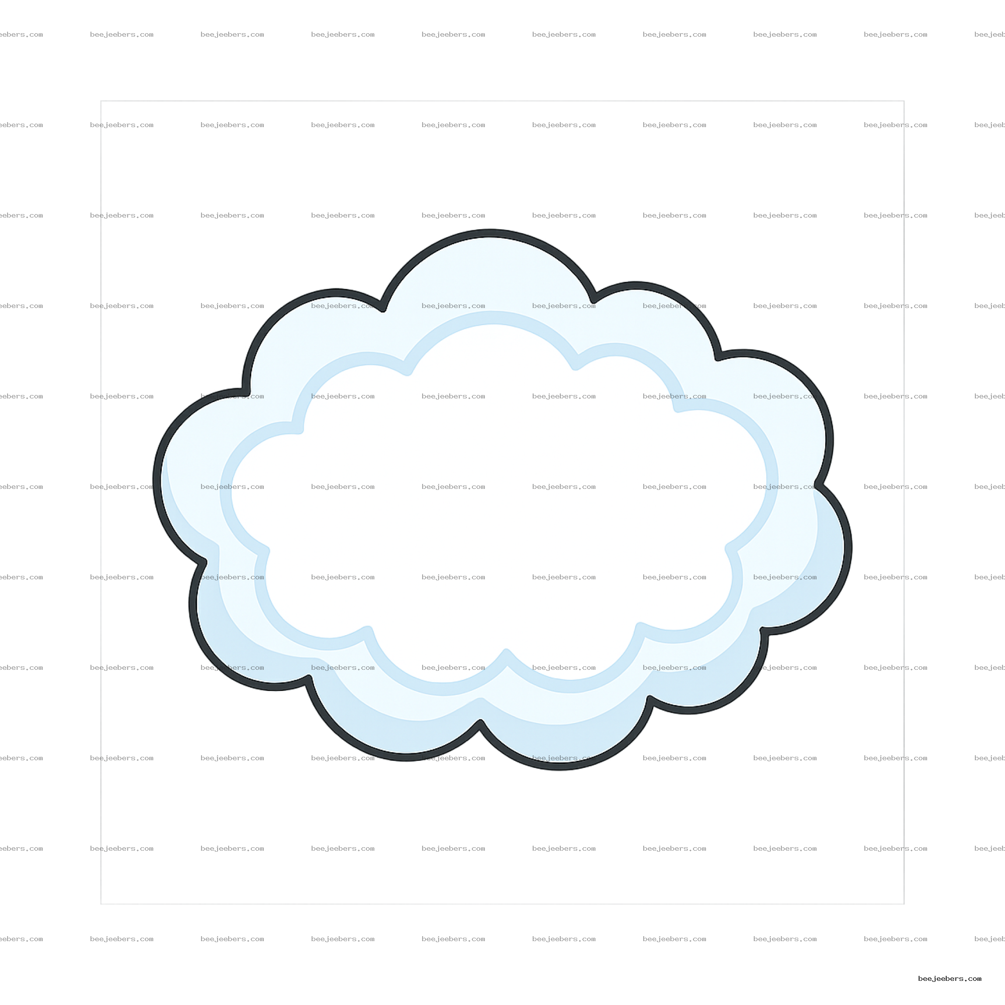 Clean cloud-shaped frame with light blue outline in transparent PNG