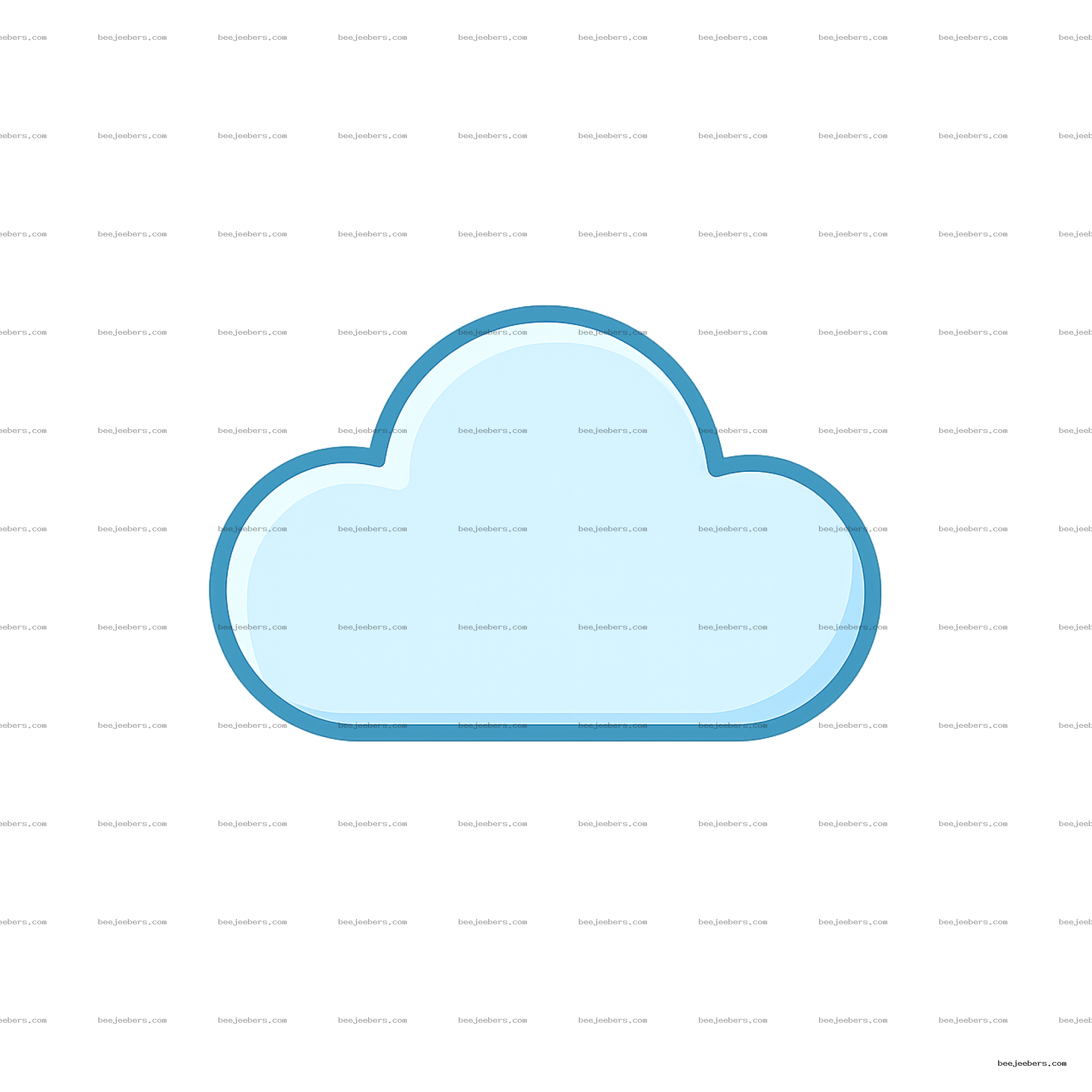 Light blue clean vector cloud PNG with smooth edges and transparent background