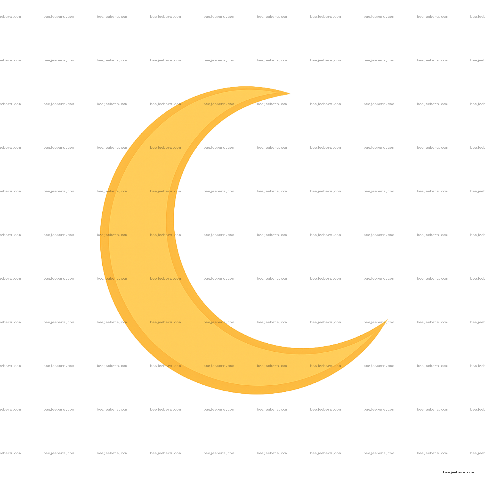 Stylized yellow crescent moon clipart with a transparent background