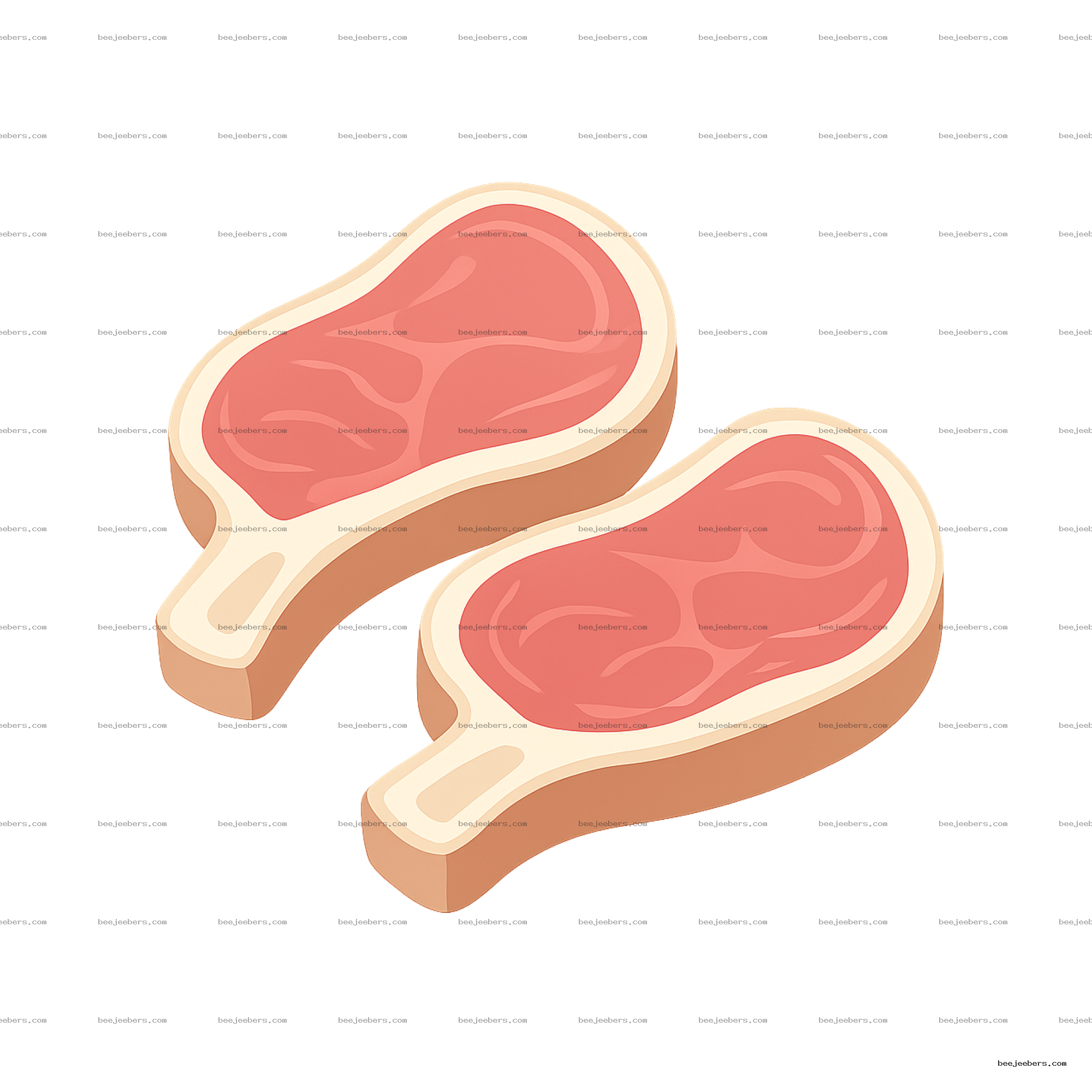 Clean vector illustration of two pork chops with bone on transparent background