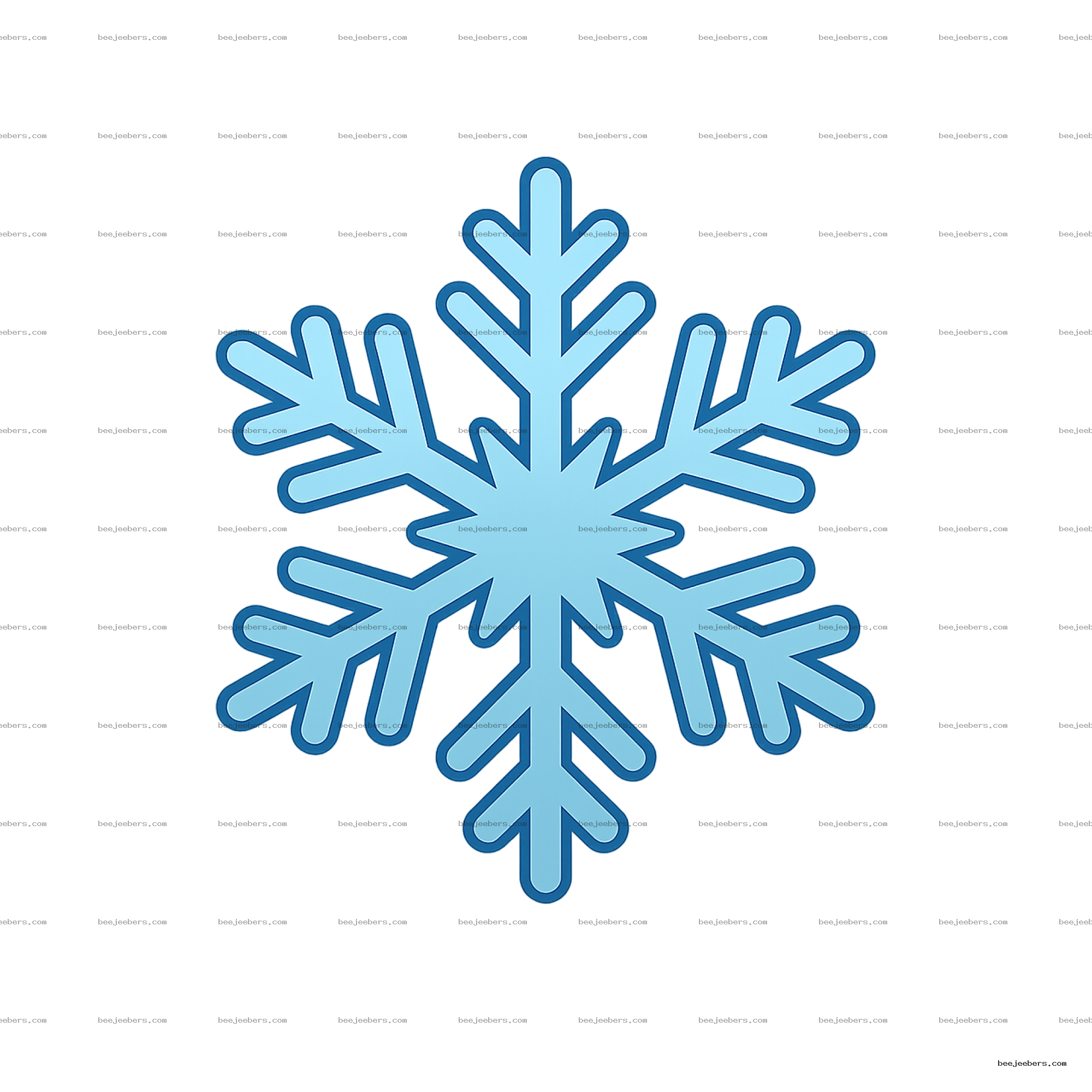 Blue frozen snowflake vector PNG with dark outline on transparent background