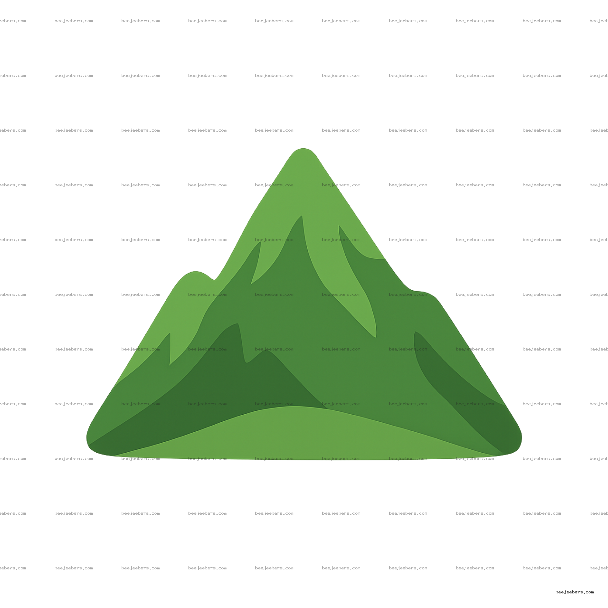 Stylized clean vector green mountain clipart with layered shades of green and transparent background