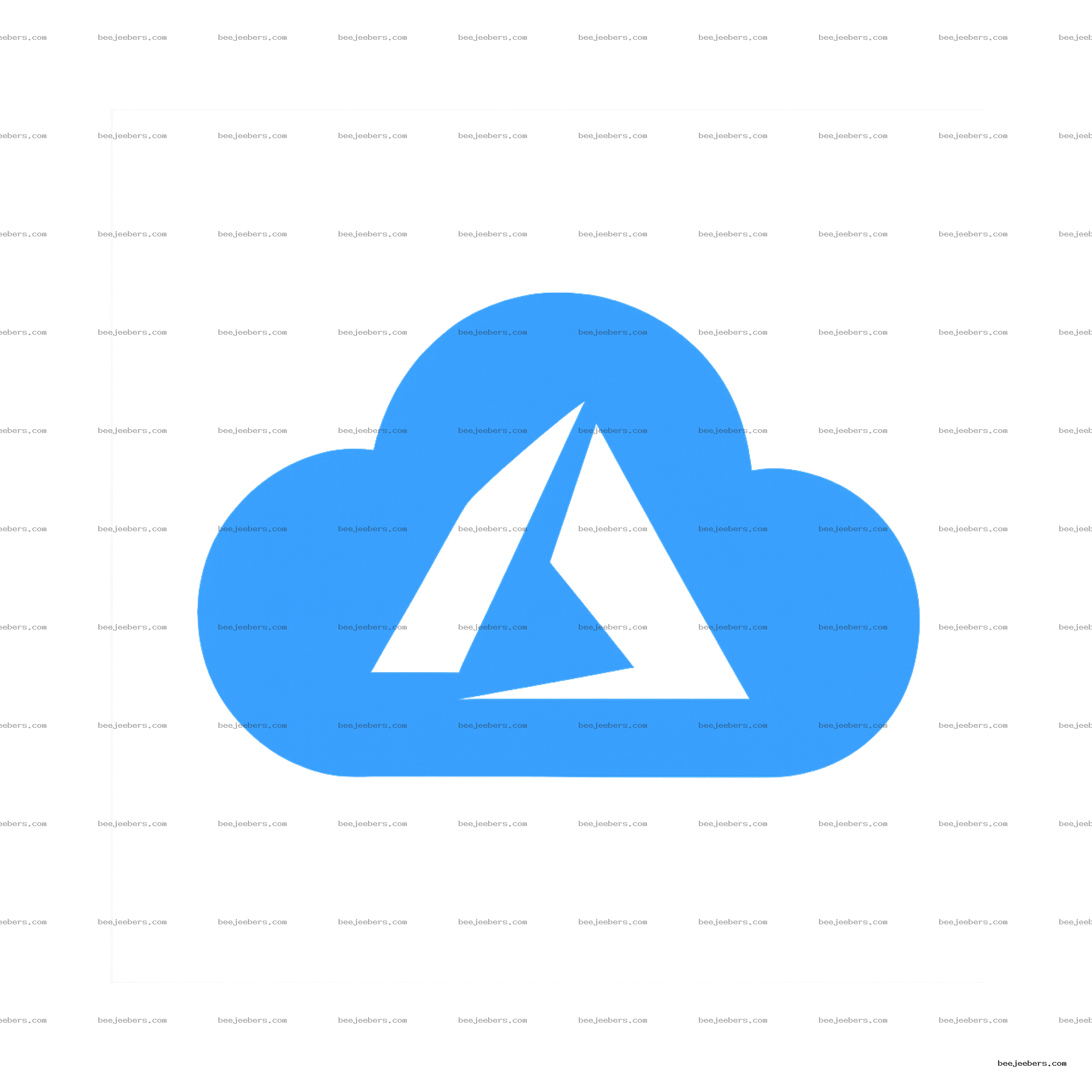 Bright blue cloud icon with stylized letter A on transparent background