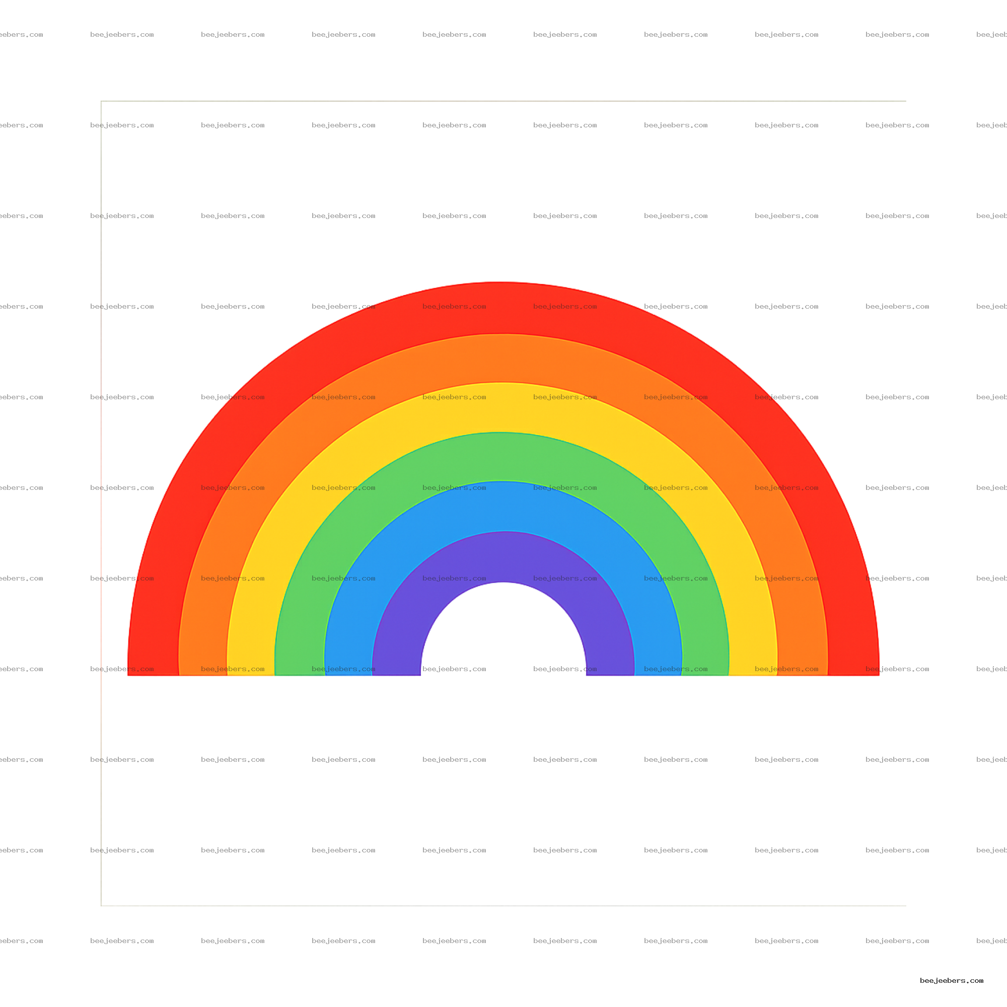 Clean vector rainbow PNG in bright rainbow colors with transparent background
