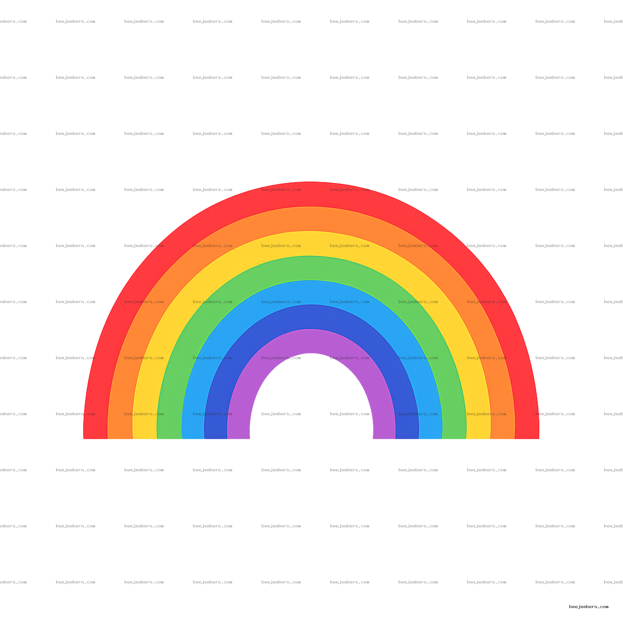 Clean vector rainbow arch with seven vibrant colors on a transparent background
