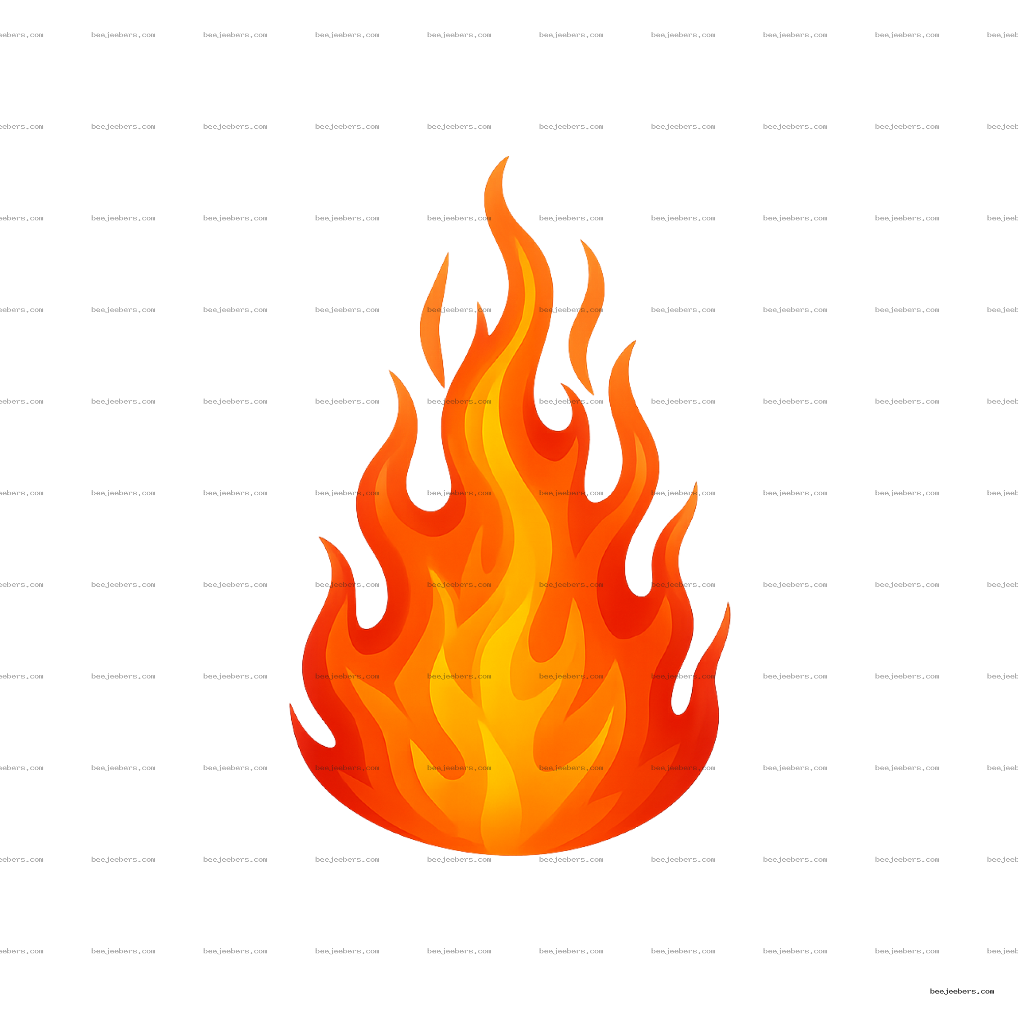 Clean vector illustration of a realistic fire flame in orange and yellow on a transparent background