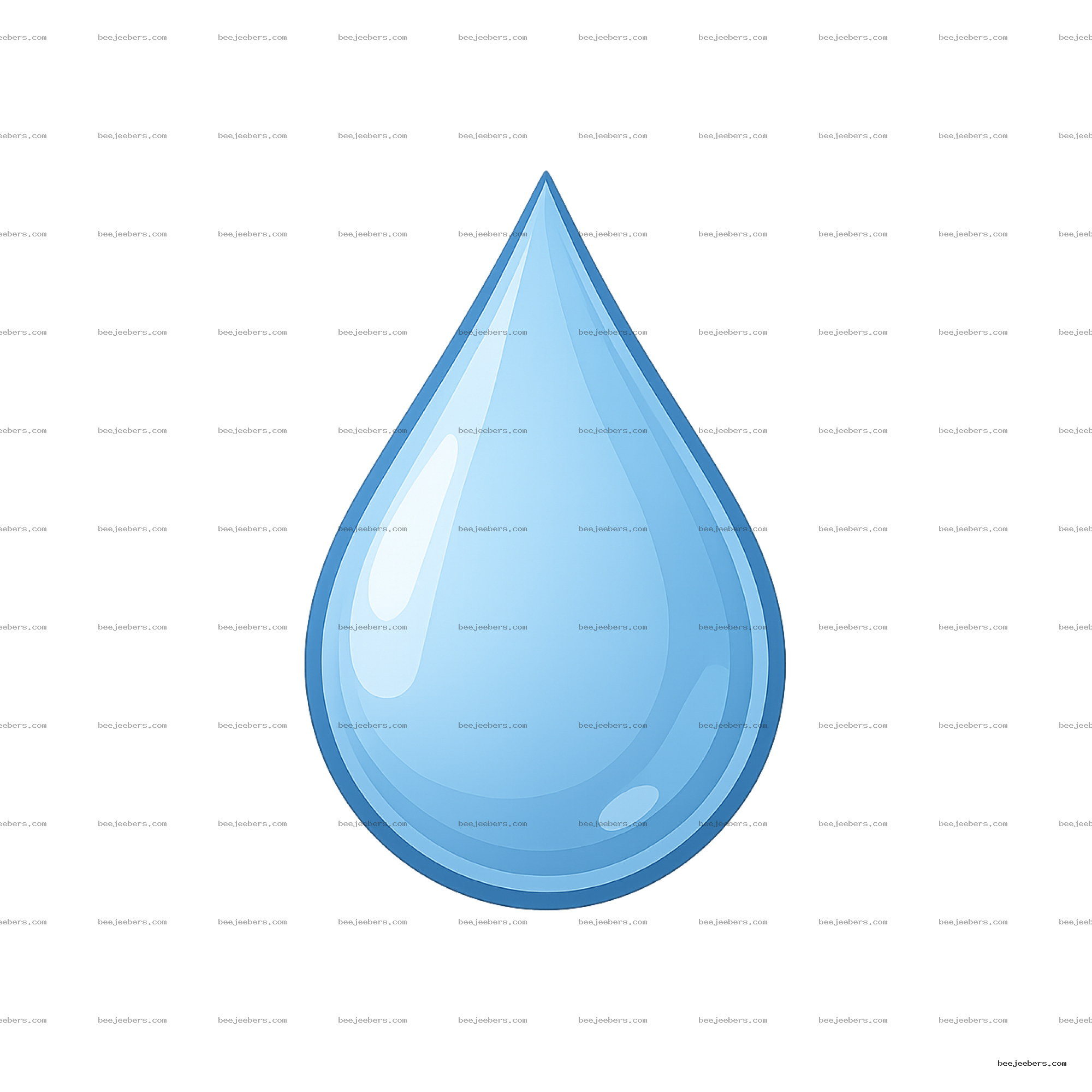 Realistic transparent blue water drop digital clipart on clear background