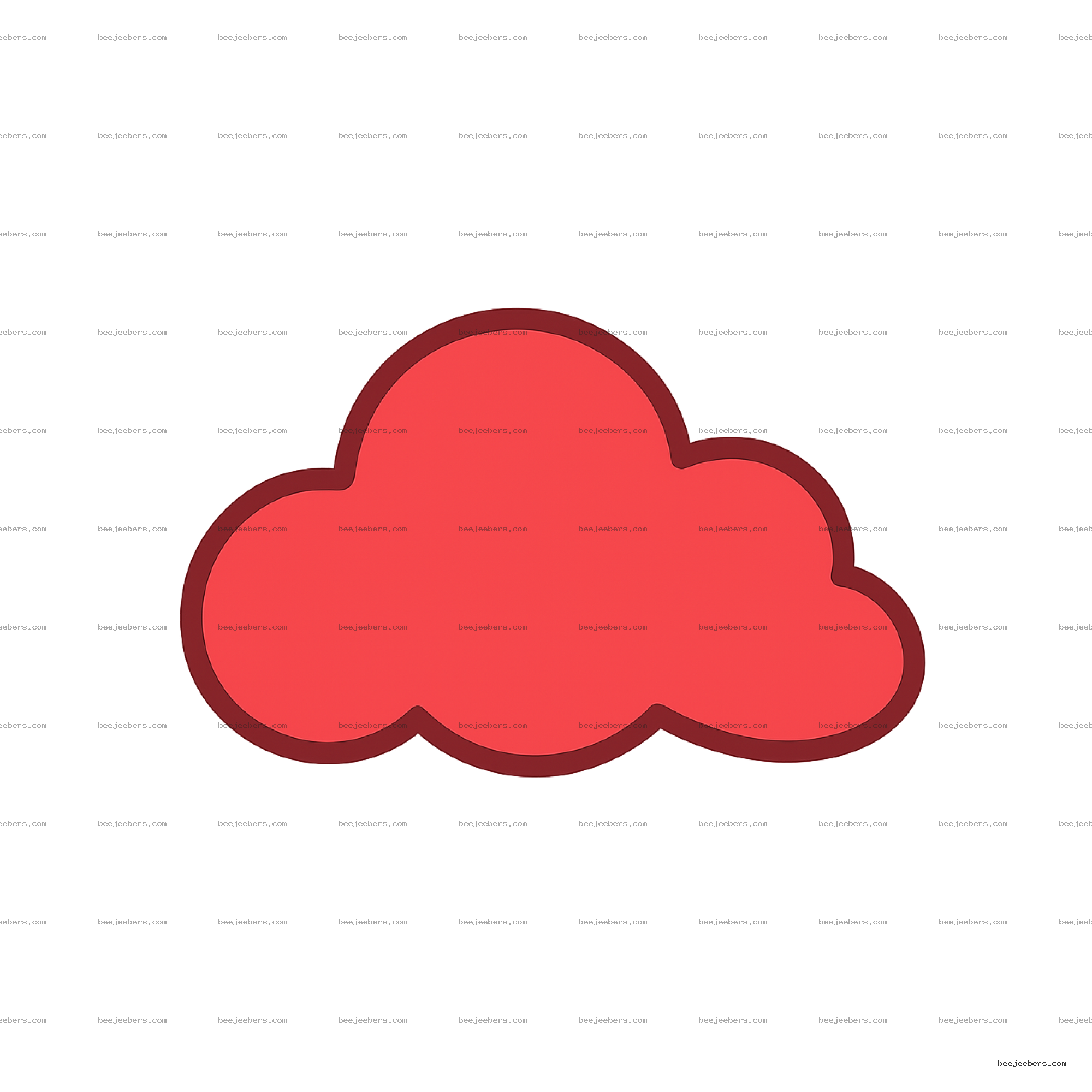 Clean red cloud vector graphic with transparent background