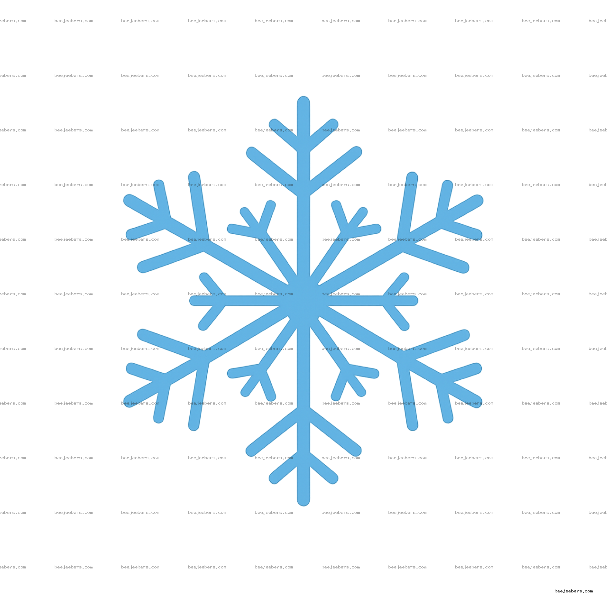 Blue symmetrical snowflake PNG on transparent background for winter and holiday design