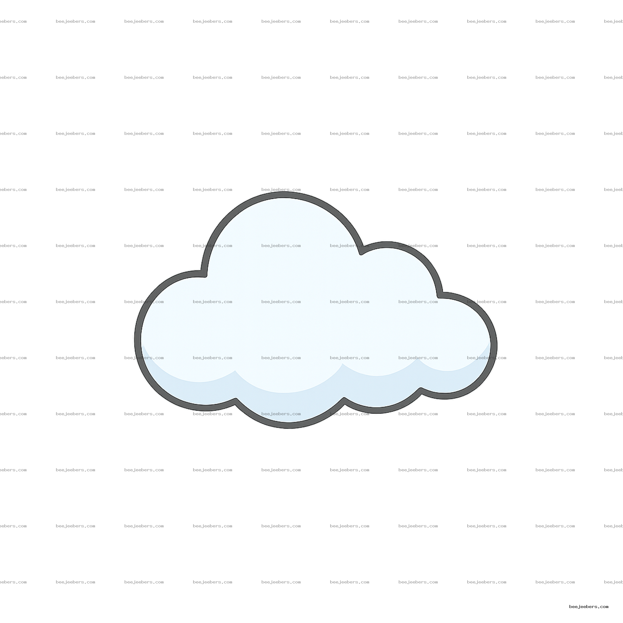 Clean vector illustration of a light blue puffy cloud with dark outline on transparent background