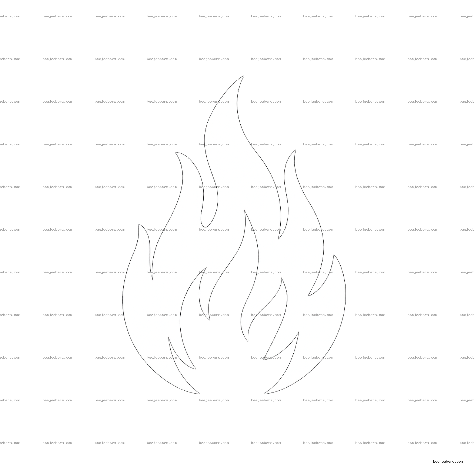 White stylized flame vector with smooth curves on transparent background