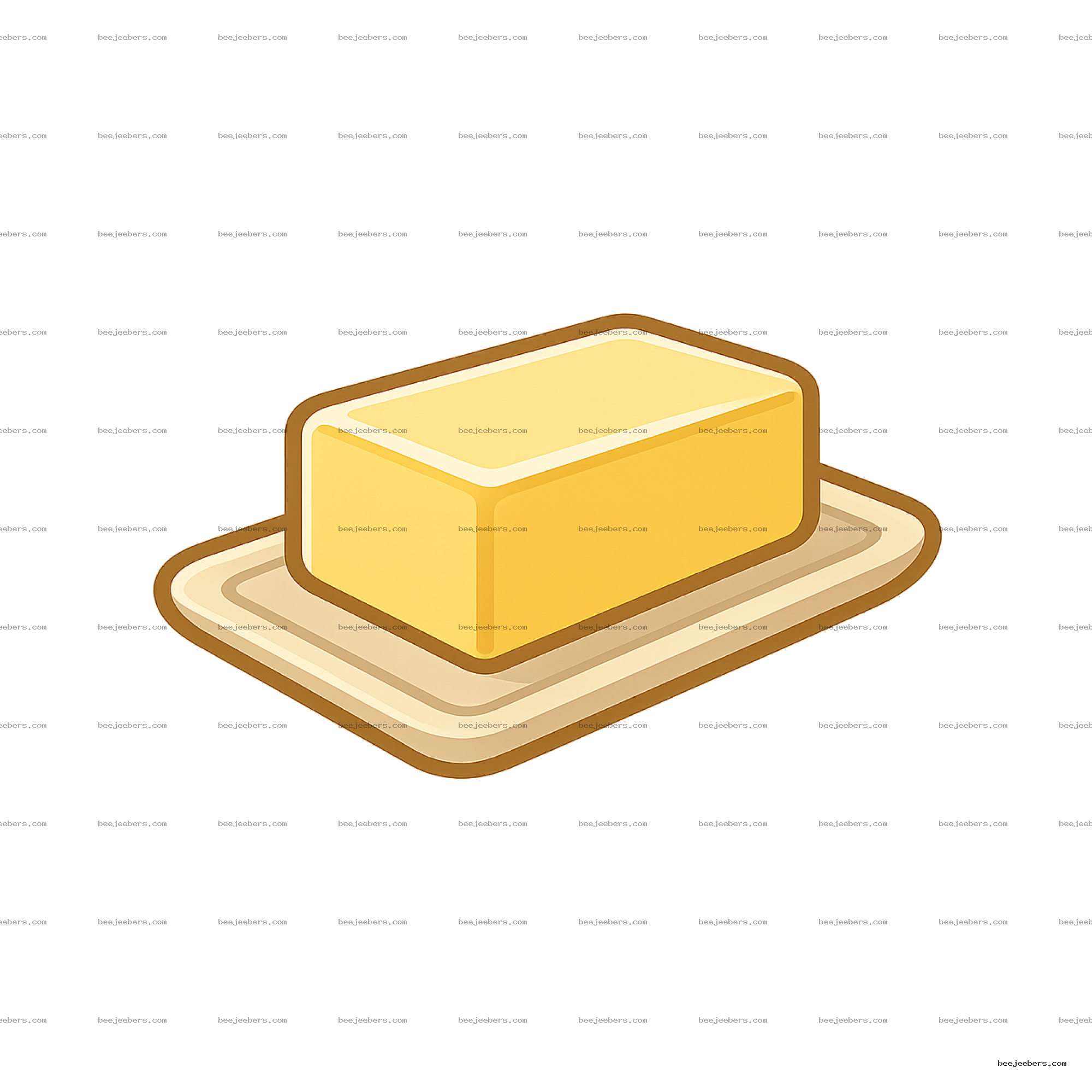 Clean vector clipart of a yellow stick of butter on a plate with transparent background