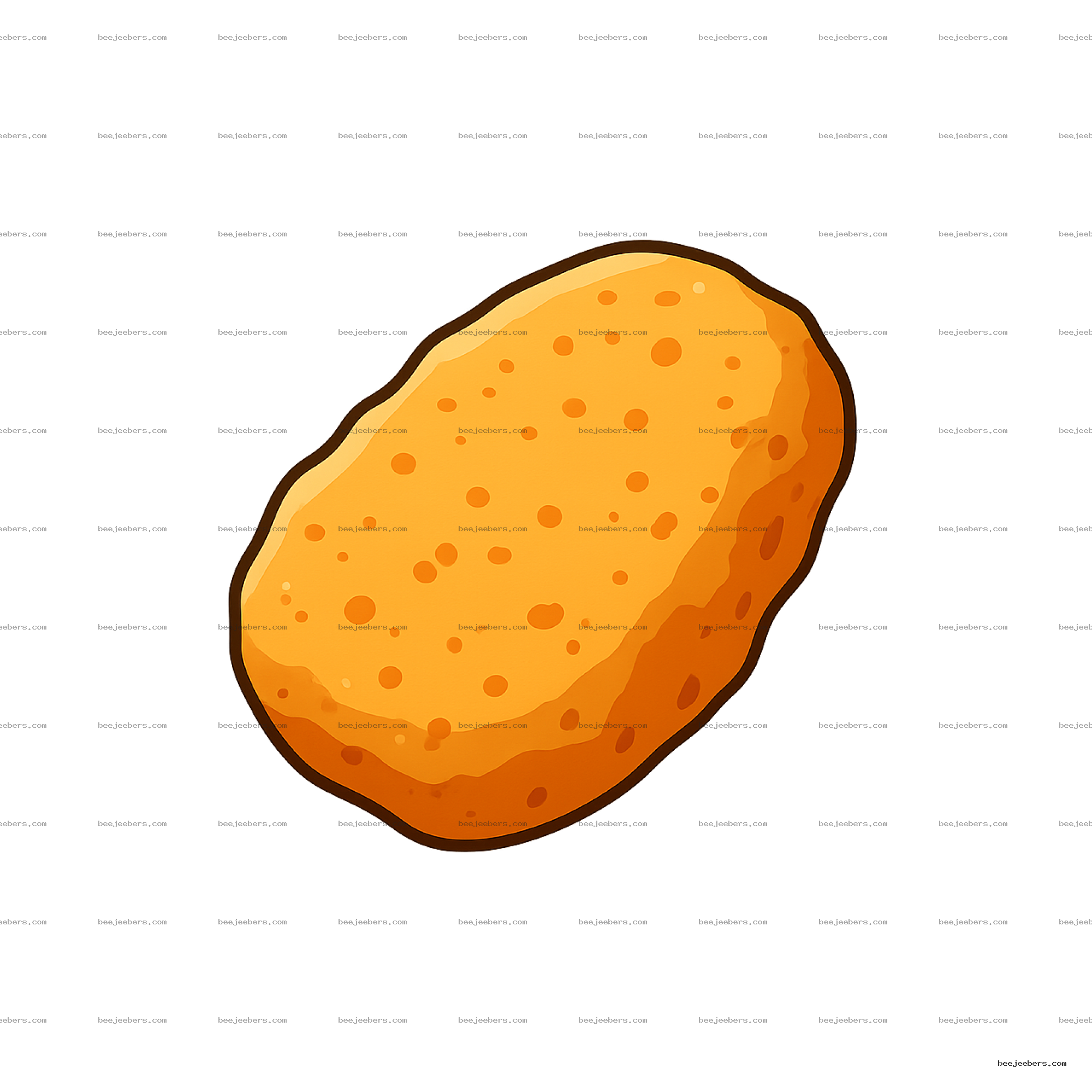 Vector illustration of a single golden chicken nugget with textured breading, transparent background