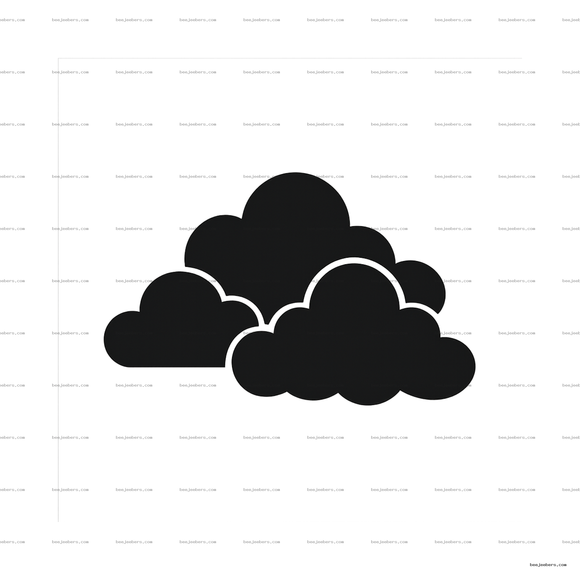 Clean vector black clouds PNG with transparent background for digital design and crafts