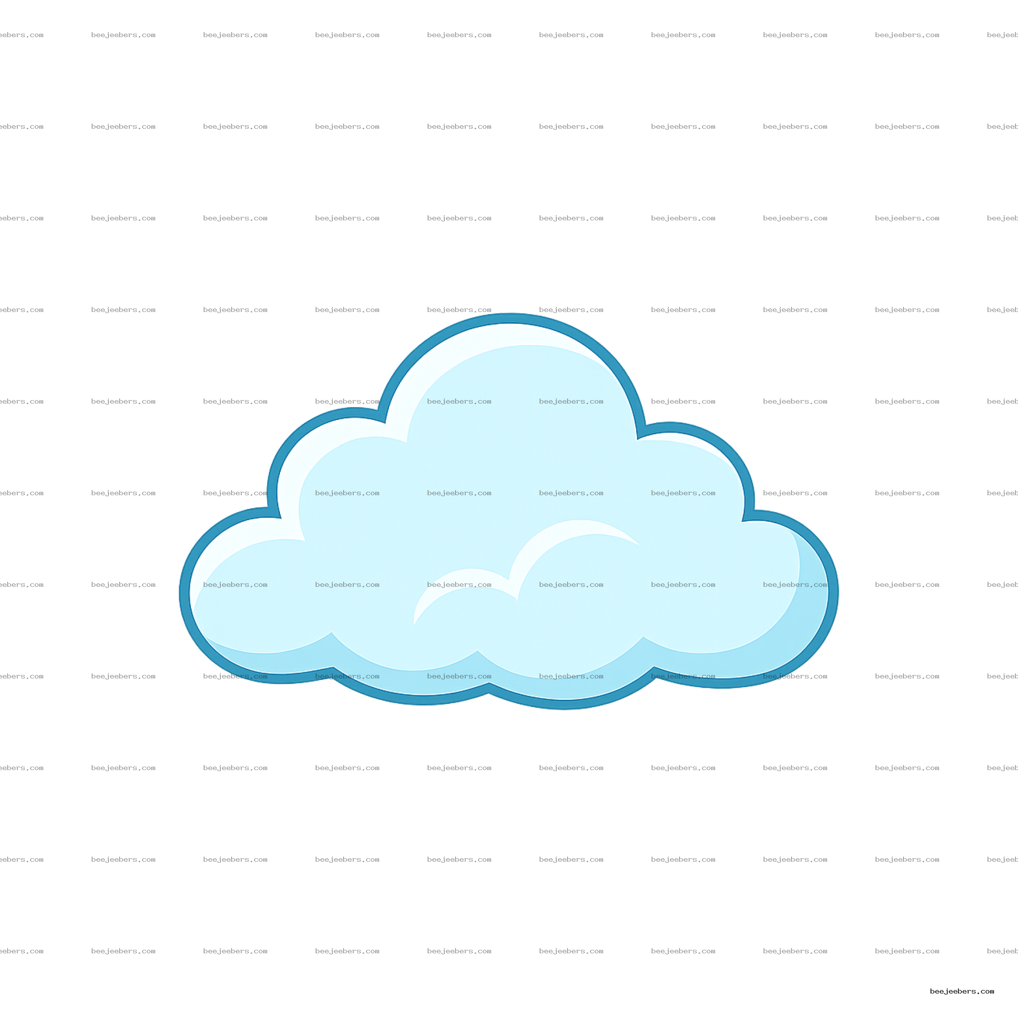 Simple clean blue cloud with transparent background in vector style