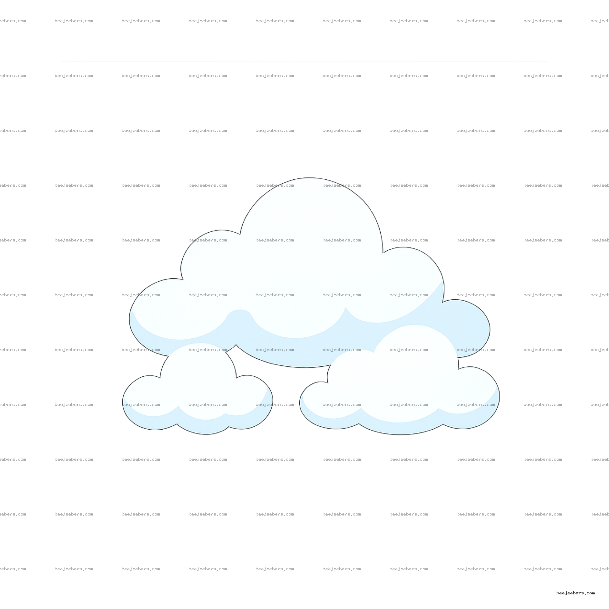 Clean vector illustration of white and light blue clouds with transparent background