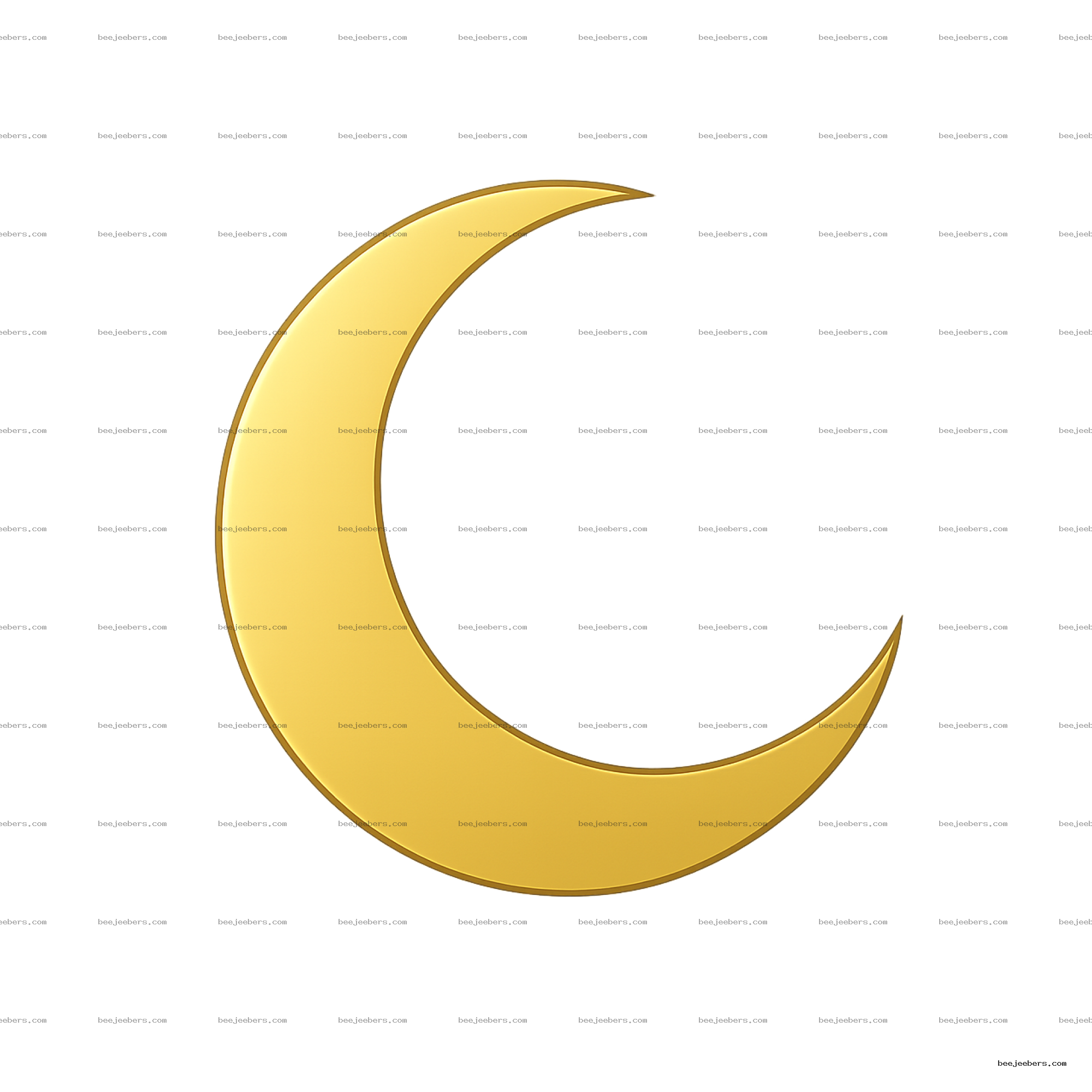 Shiny gold crescent moon clipart with transparent background