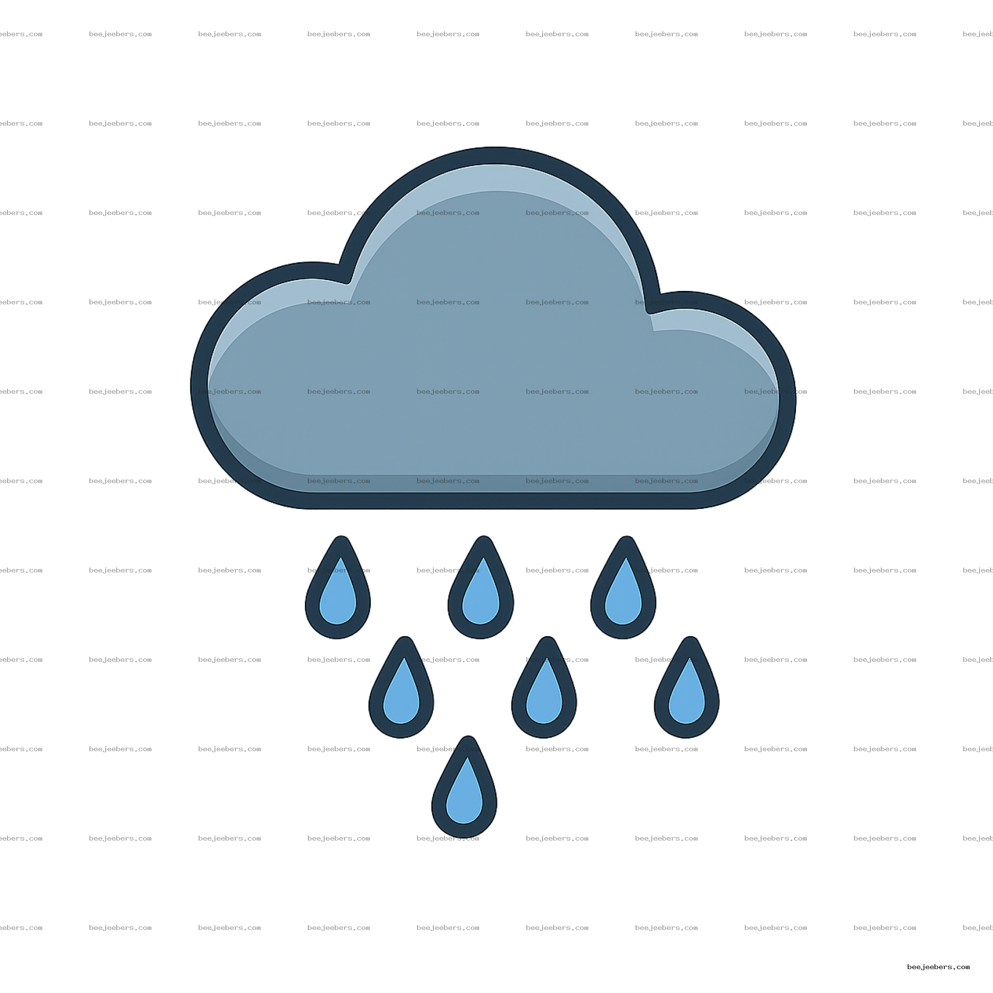 Clean vector rain cloud with blue raindrops transparent PNG for digital design