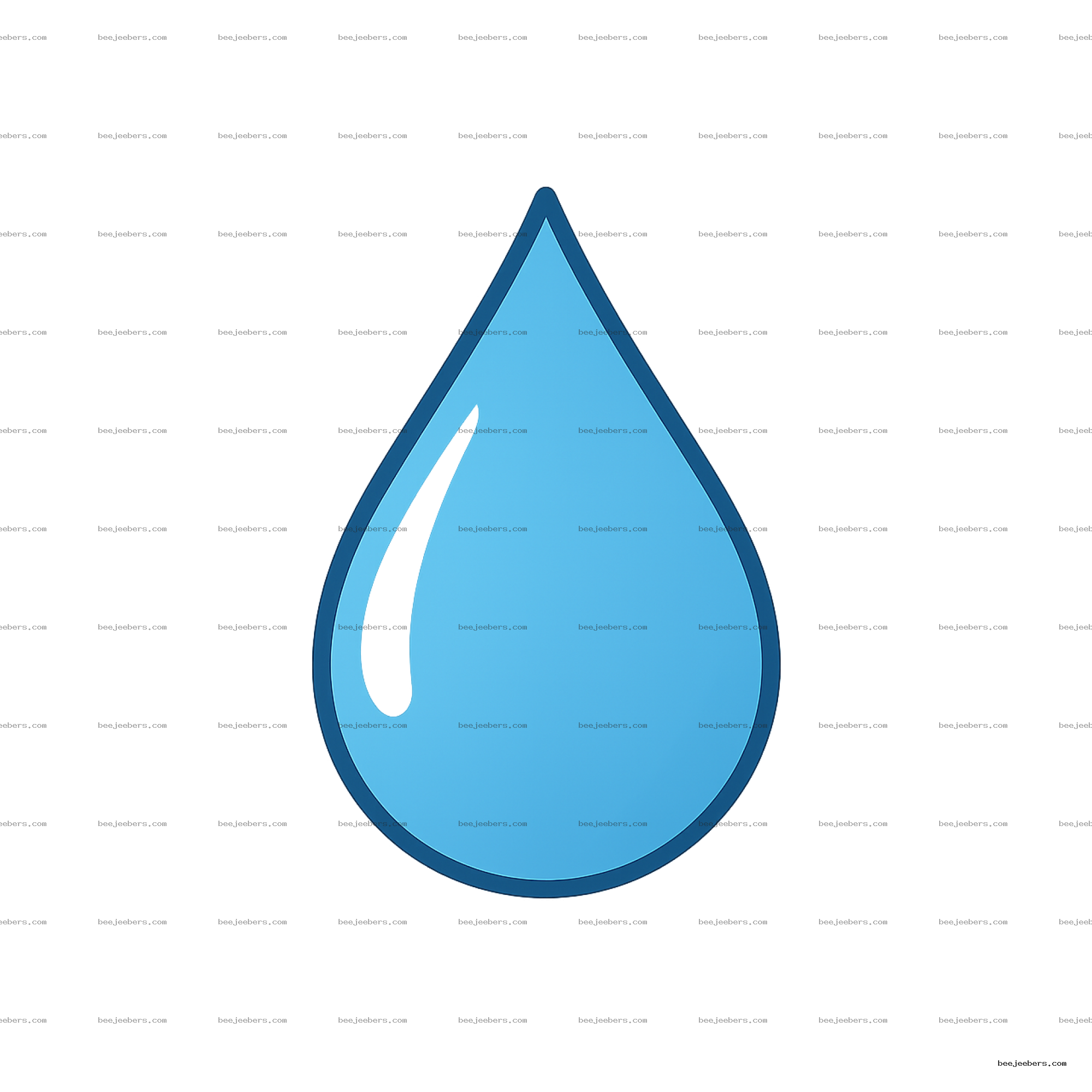 Blue stylized raindrop vector with transparent background and highlight