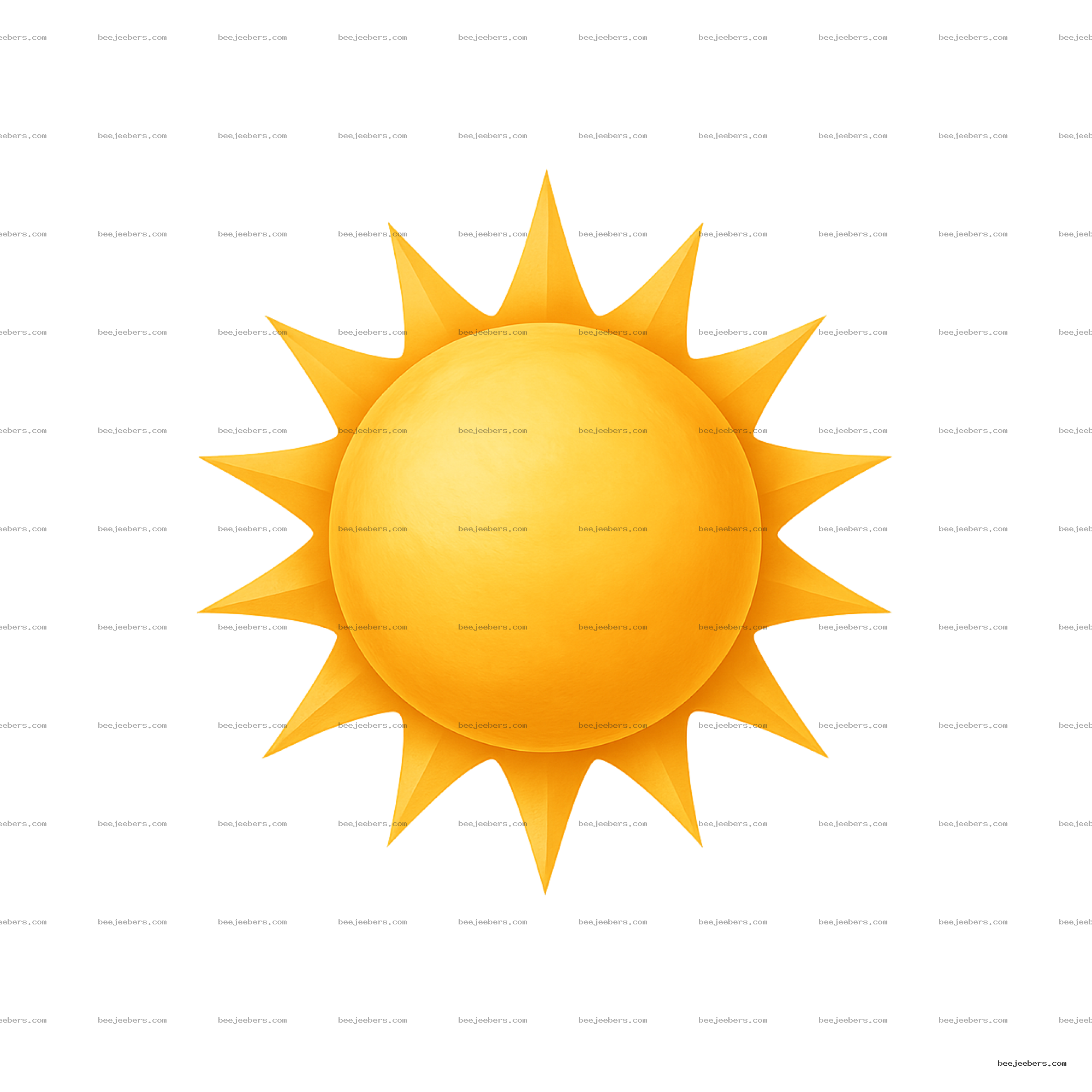 Realistic golden-yellow sun with detailed rays on transparent background PNG