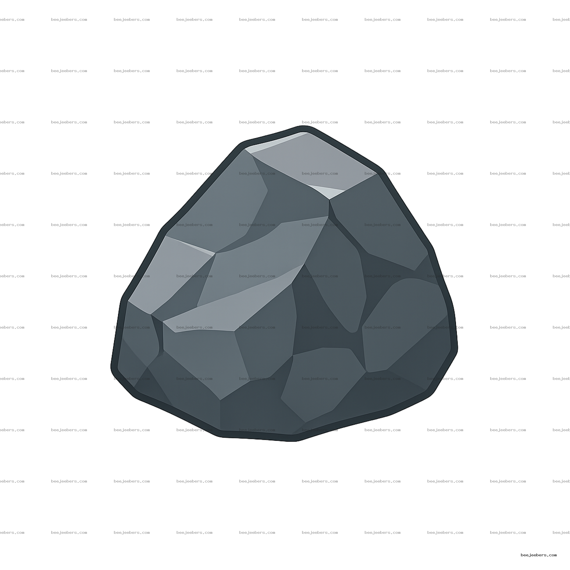 Clean vector illustration of a dark gray faceted rock on transparent background